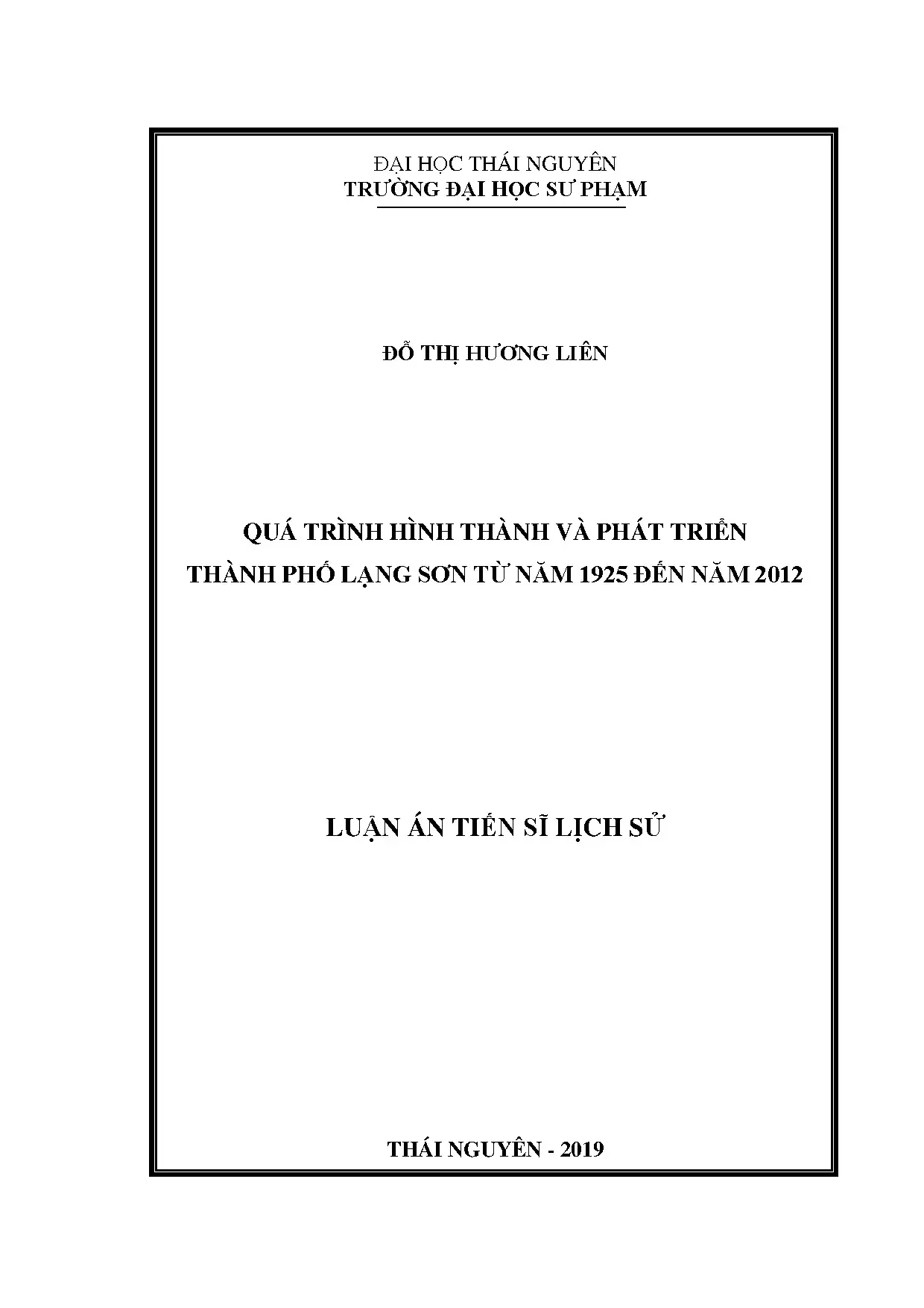 Quá trình hình thành, phát triển TP Lạng Sơn 1925-2012