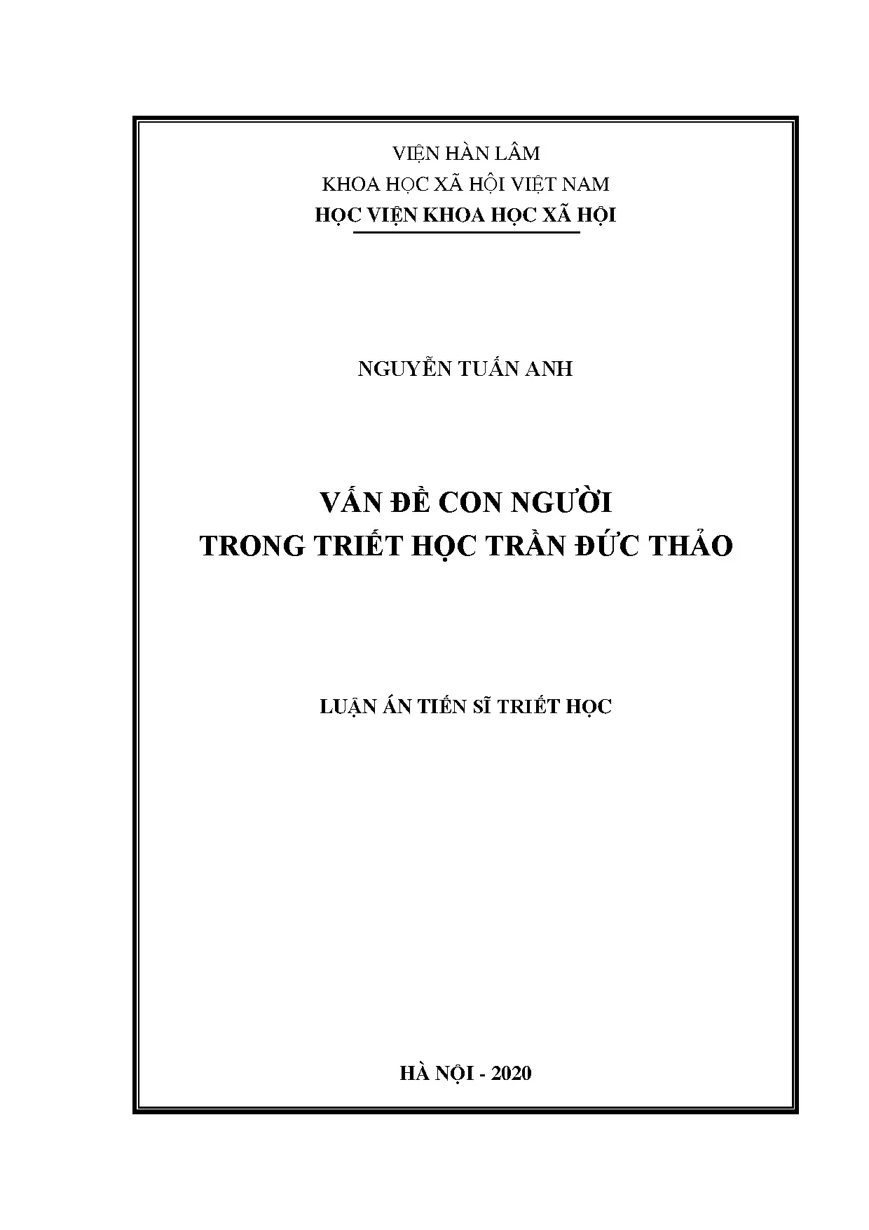 Vấn đề con người trong triết học Trần Đức Thảo - Luận án TS