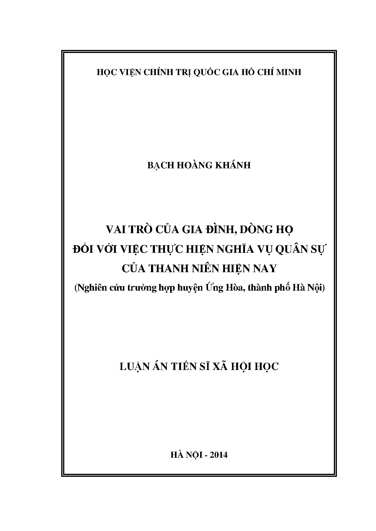 Vai trò gia đình, dòng họ đối với nghĩa vụ quân sự thanh niên