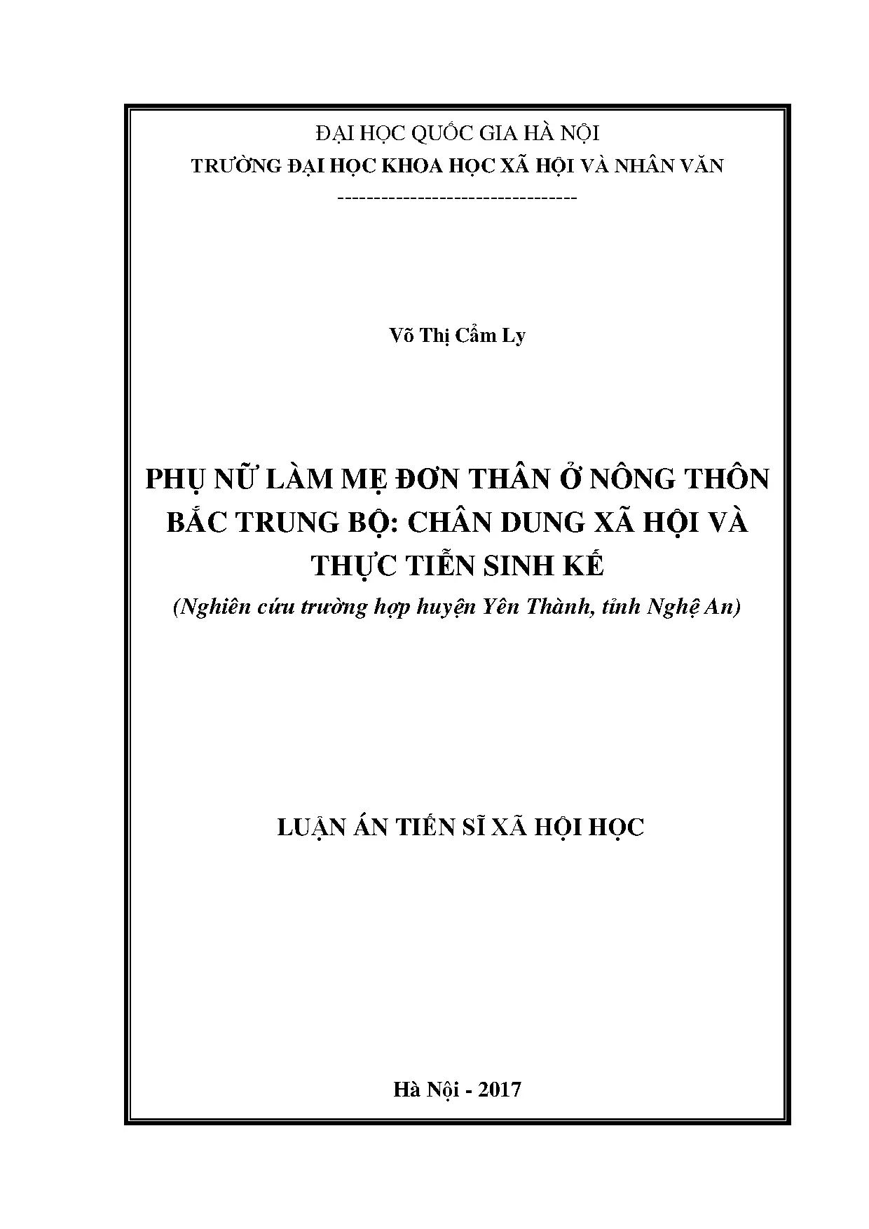 Phụ nữ làm mẹ đơn thân nông thôn Bắc Trung Bộ: Chân dung xã hội