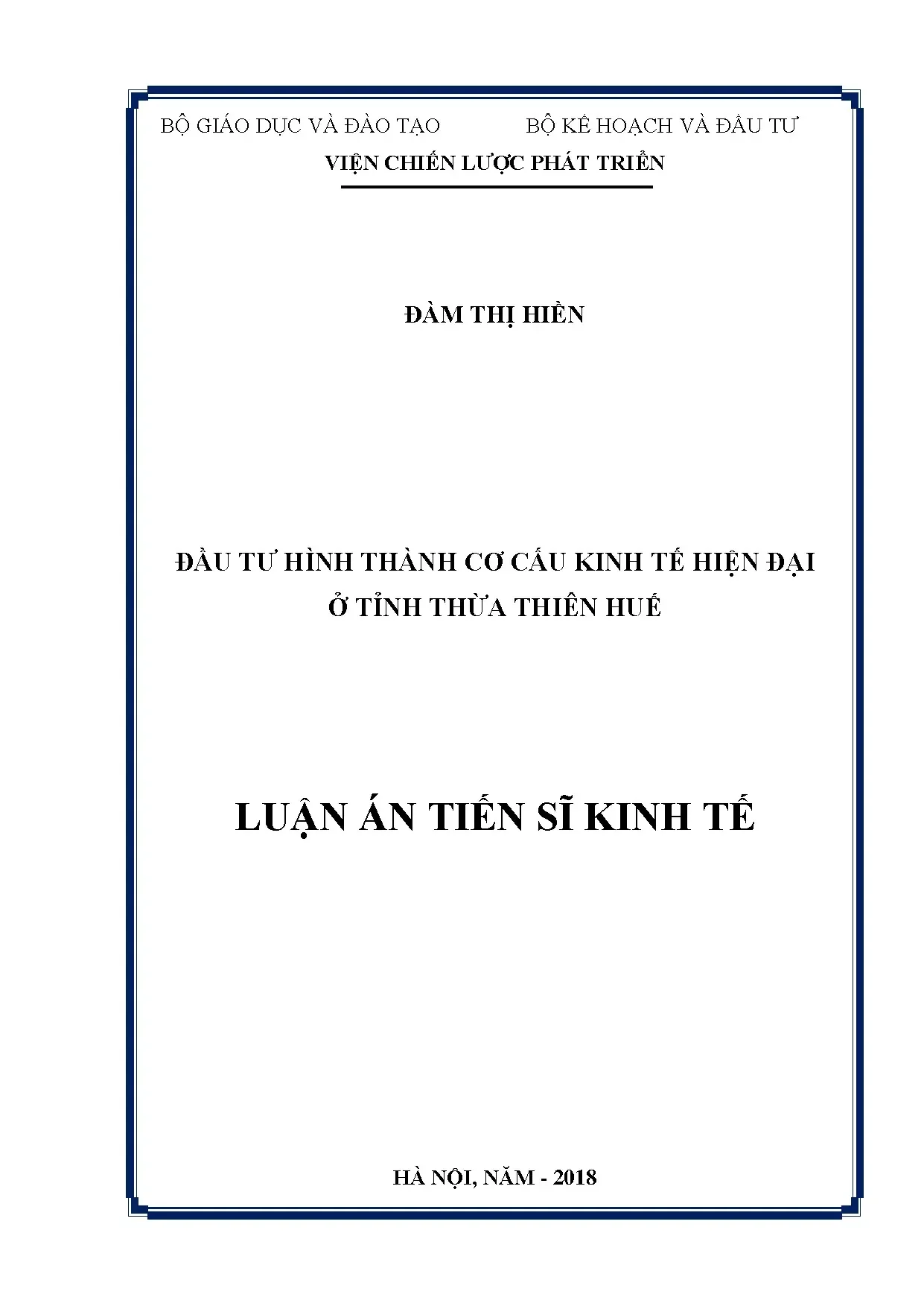 Đầu tư hình thành cơ cấu kinh tế hiện đại Thừa Thiên Huế