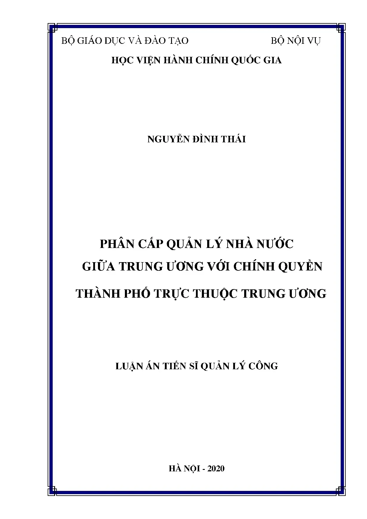 Phân cấp quản lý nhà nước: Trung ương & TP trực thuộc TW