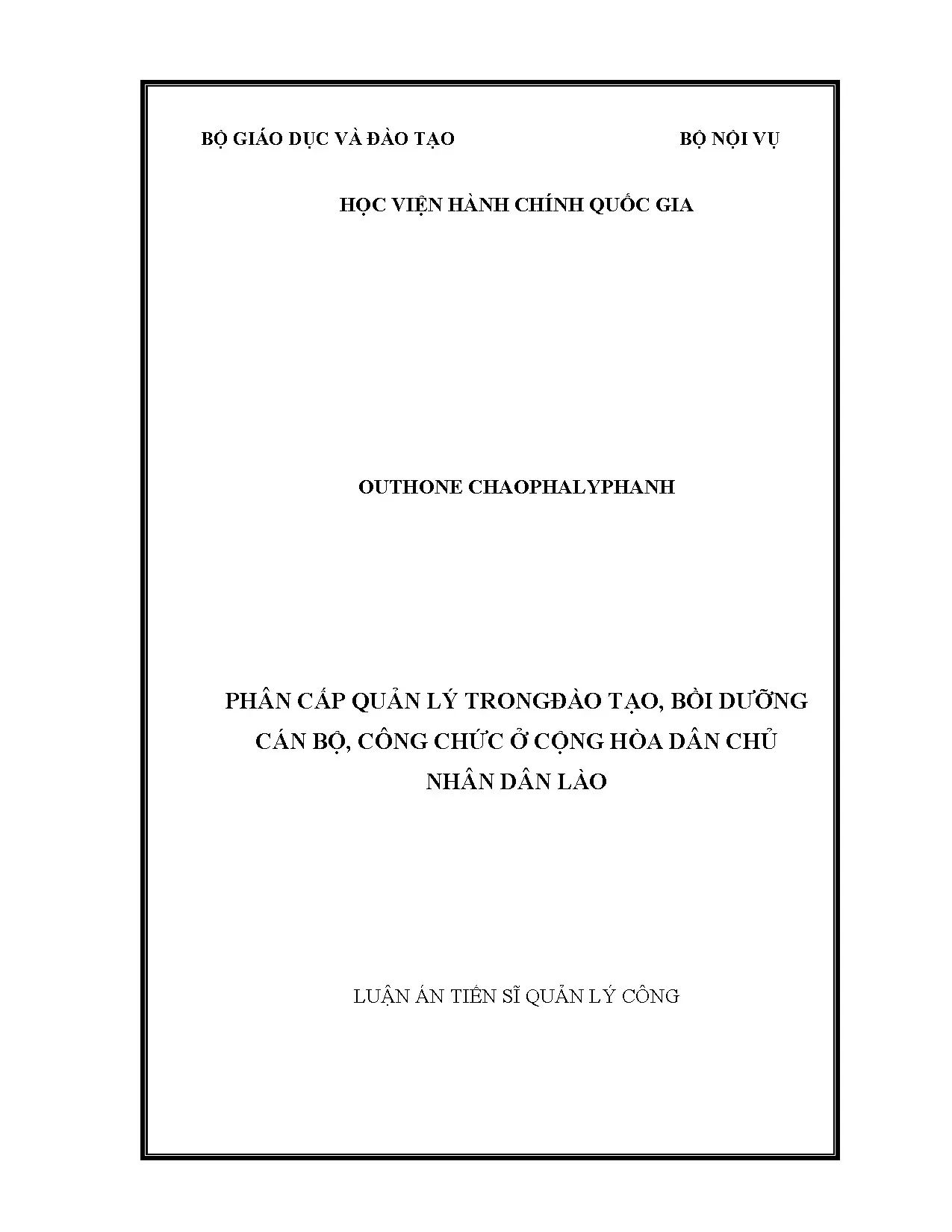 Phân cấp quản lý đào tạo bồi dưỡng CBCC CHDCND Lào