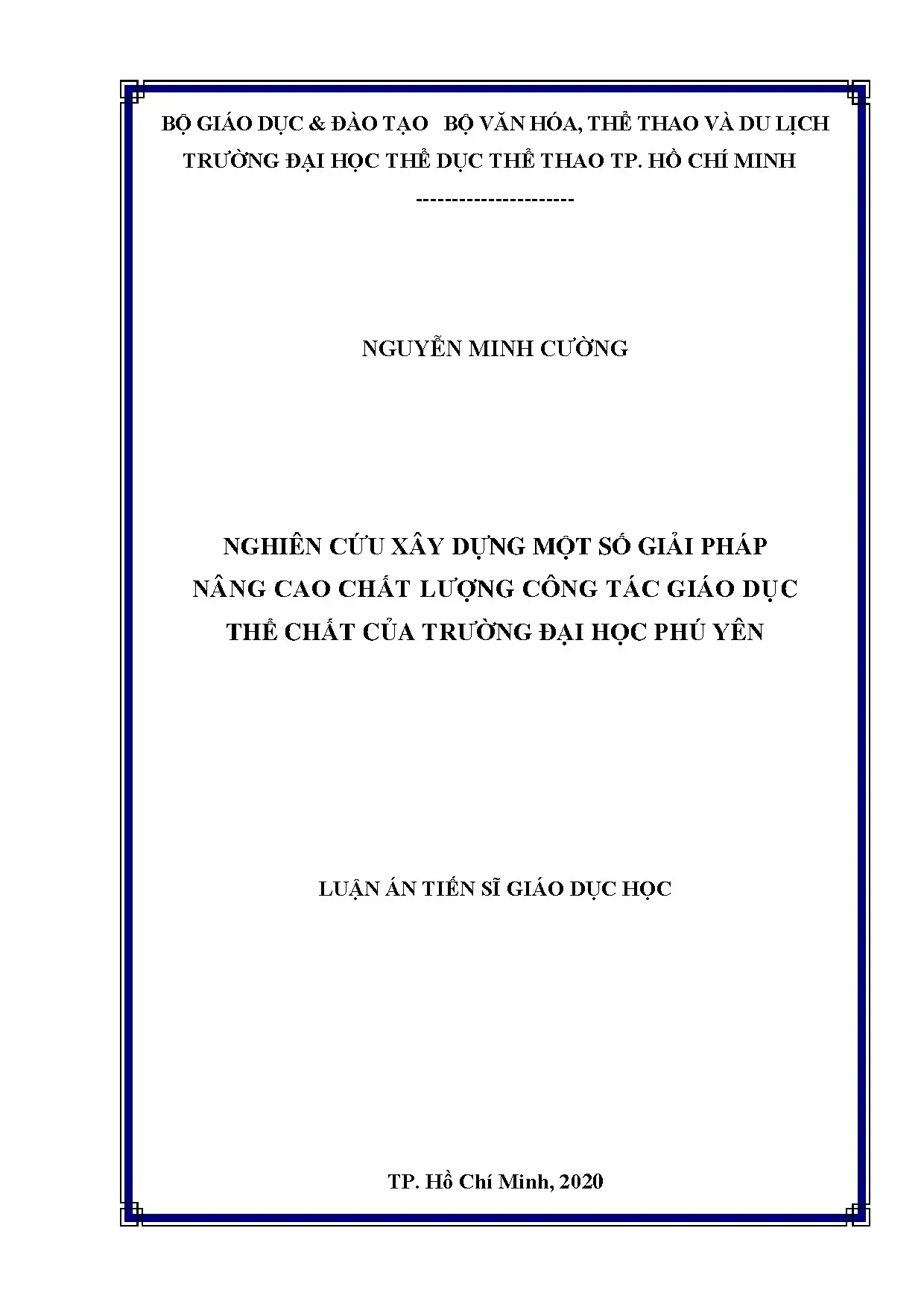 Nghiên cứu giải pháp nâng cao chất lượng GDTC ĐH Phú Yên