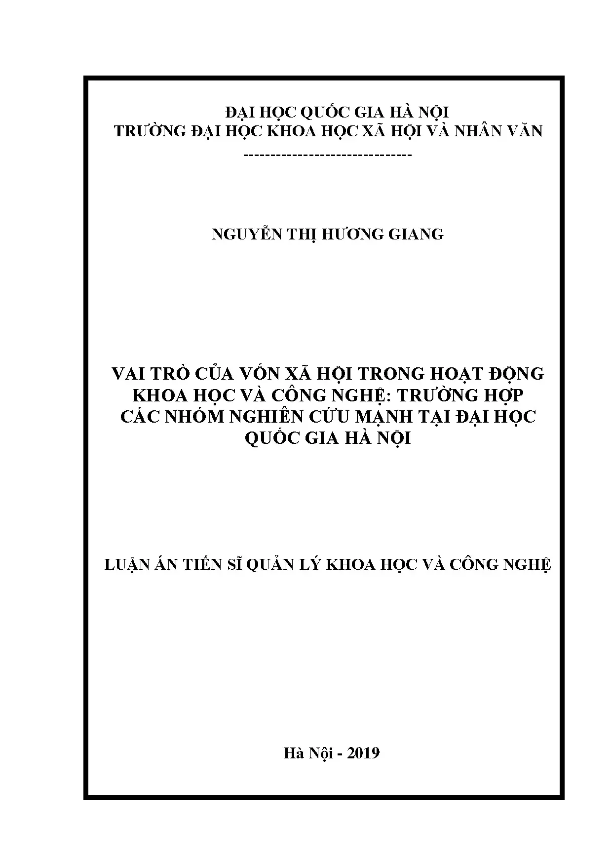Vai trò vốn xã hội trong hoạt động KH&CN: Nhóm nghiên cứu ĐHQGHN
