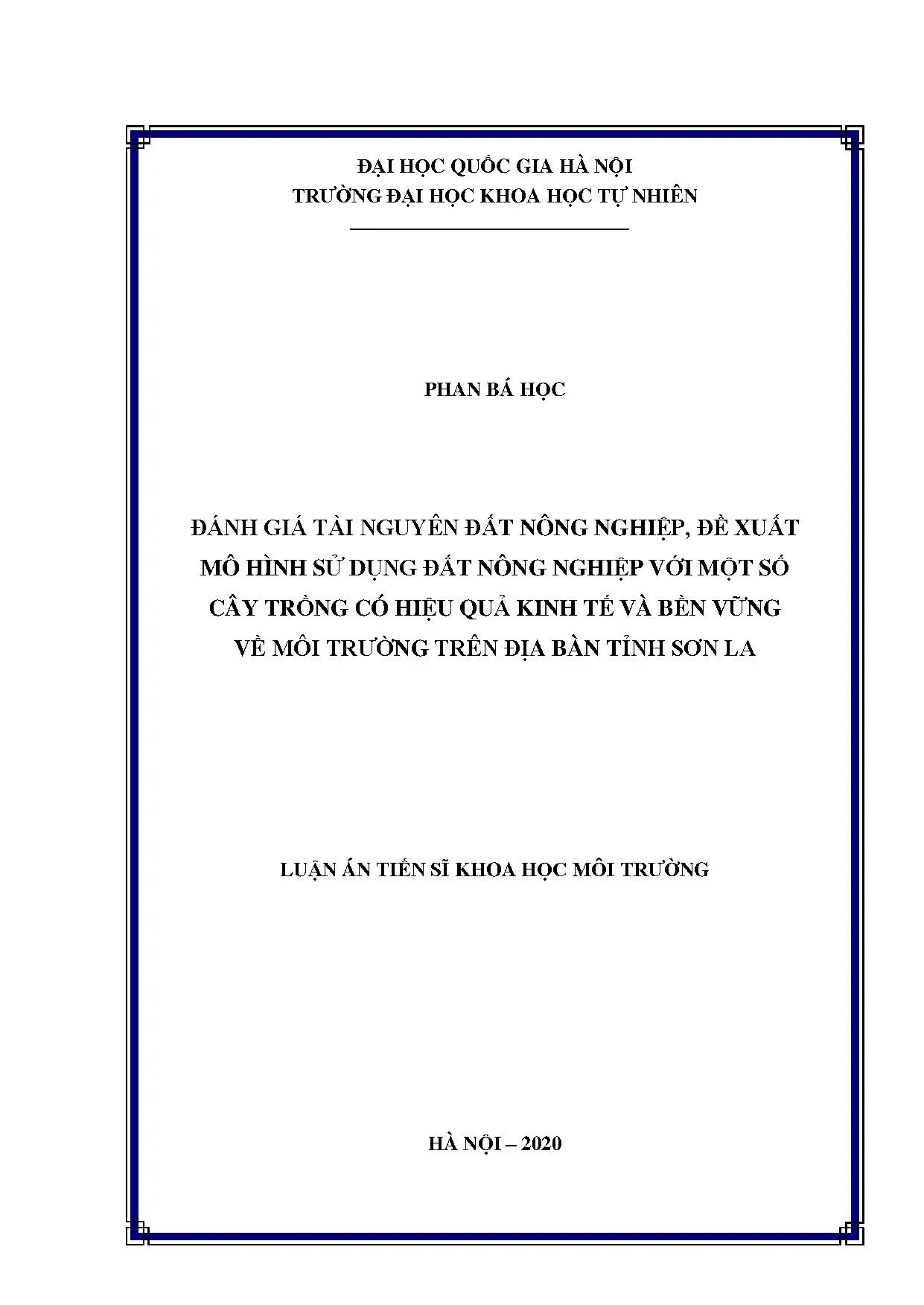 Tài nguyên đất nông nghiệp: Đánh giá & mô hình sử dụng bền vững