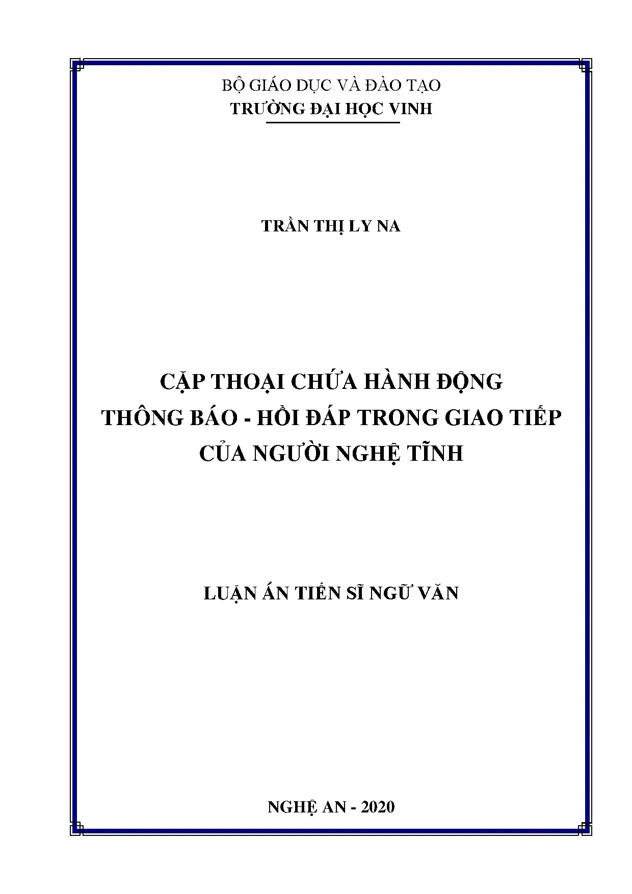 Cặp thoại thông báo hồi đáp giao tiếp người Nghệ Tĩnh