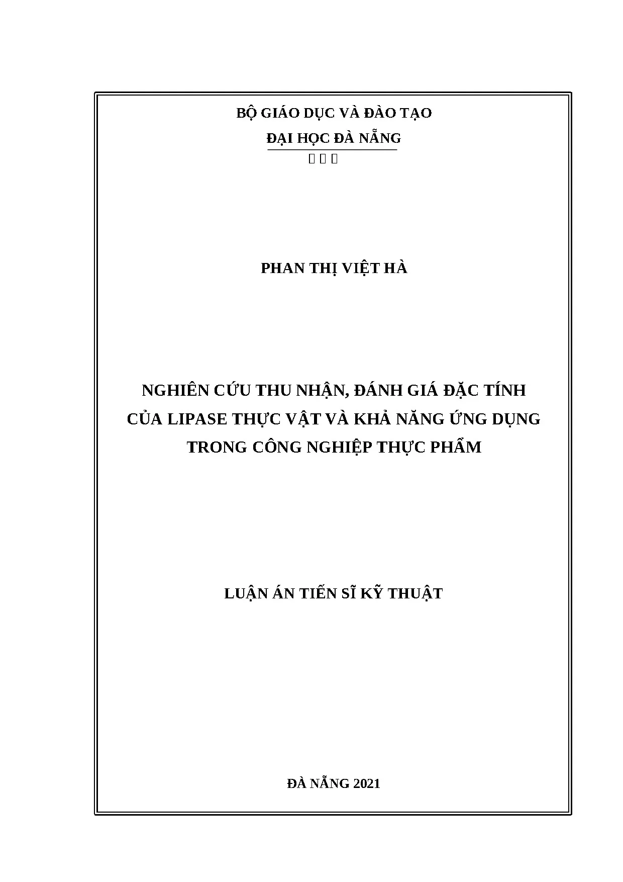 Thu nhận, đặc tính lipase thực vật và ứng dụng thực phẩm