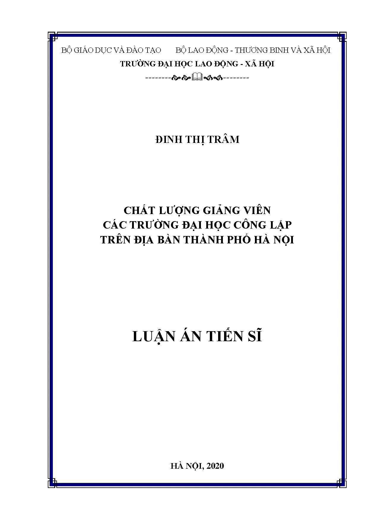Chất lượng giảng viên đại học công lập Hà Nội: Luận án TS