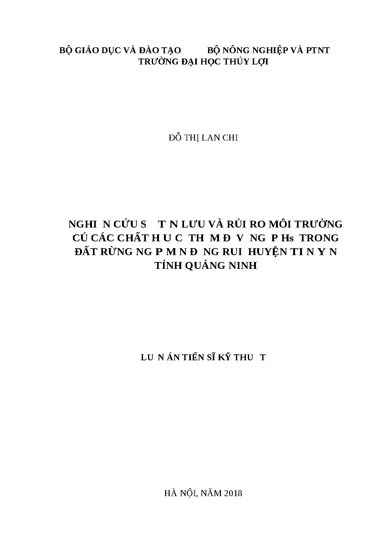 Tồn lưu & rủi ro PAHs trong đất rừng ngập mặn Quảng Ninh