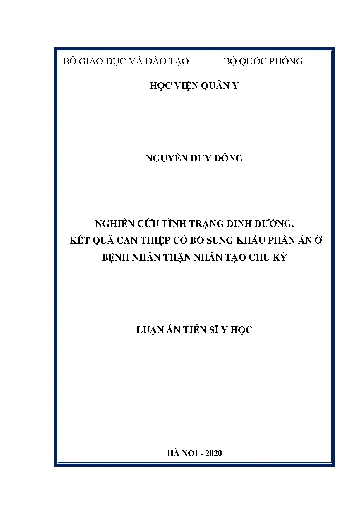 Dinh dưỡng, can thiệp bổ sung ở bệnh nhân thận nhân tạo