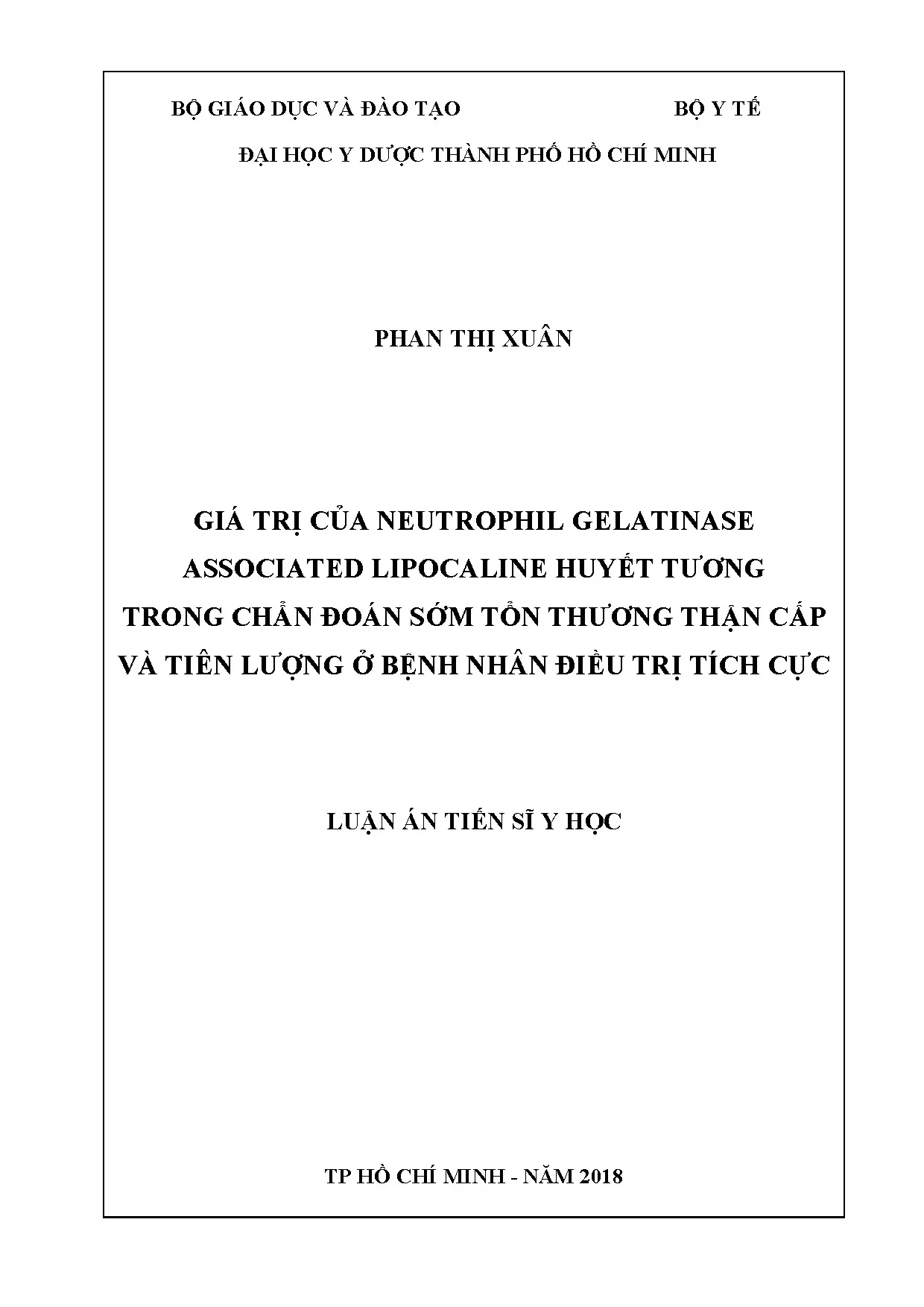 Luận án tiến sĩ giá trị của neutrophil gelatinase associated