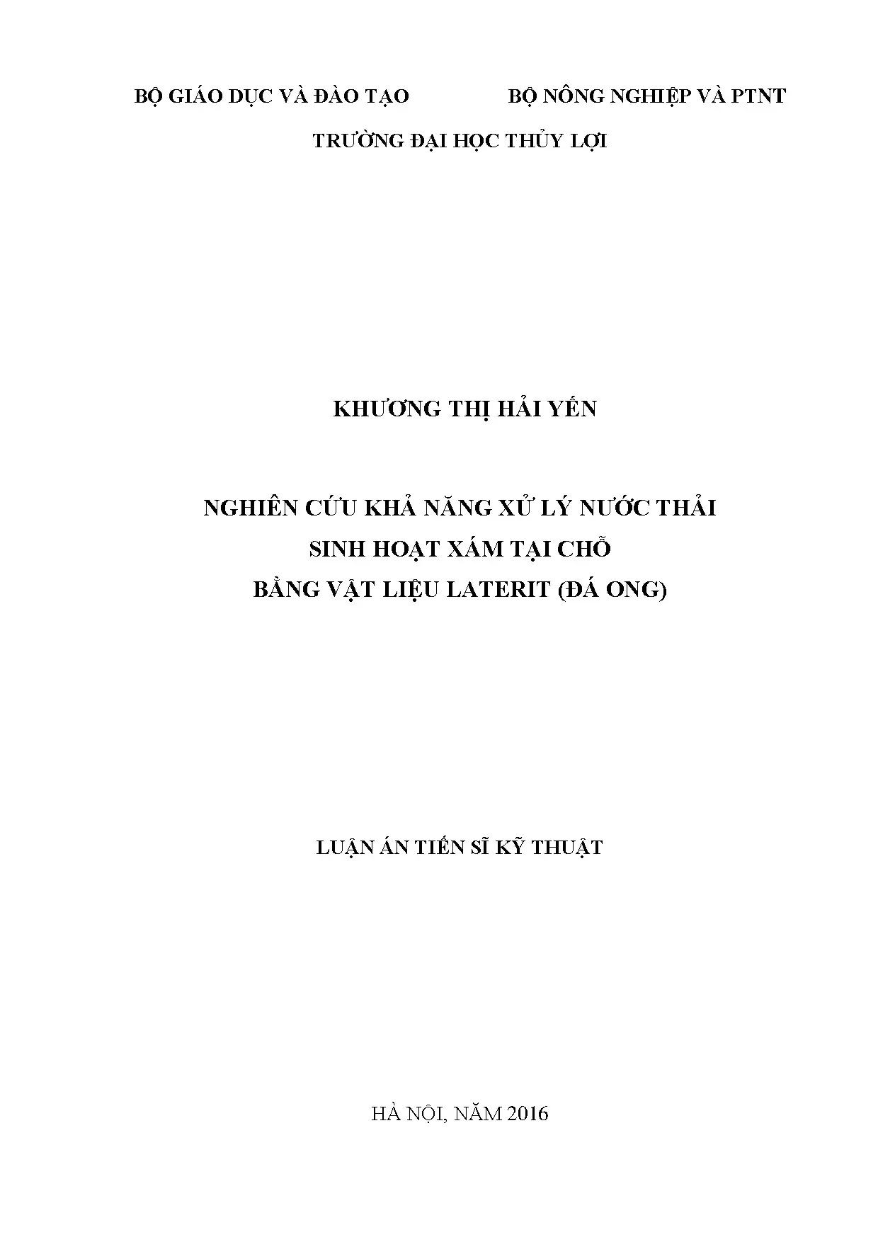Xử lý nước thải xám tại chỗ bằng laterit (đá ong) hiệu quả