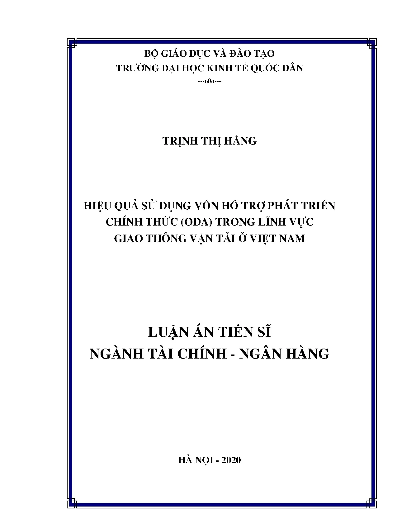 Hiệu quả sử dụng vốn ODA ngành giao thông vận tải Việt Nam