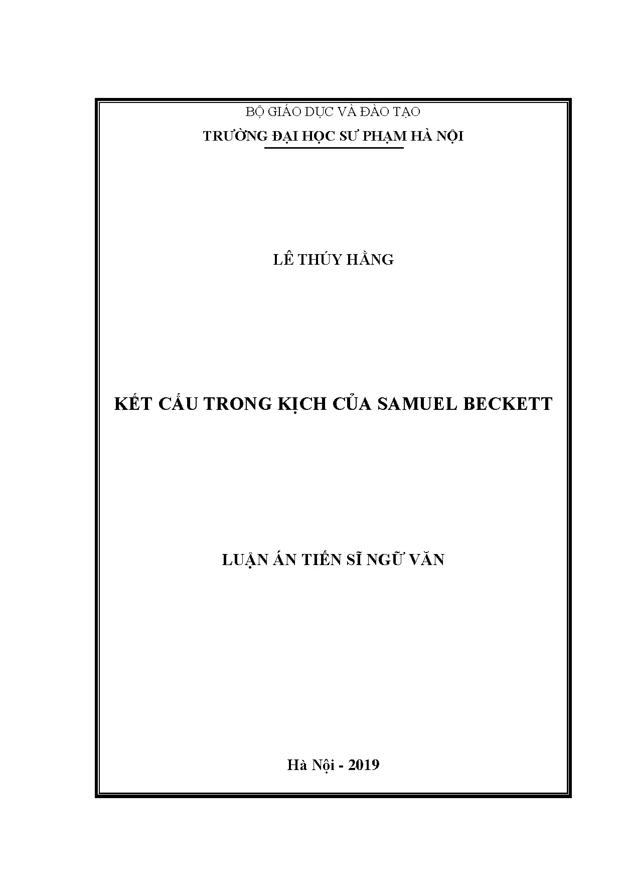 Phân tích kết cấu kịch của Samuel Beckett: Luận án Tiến sĩ