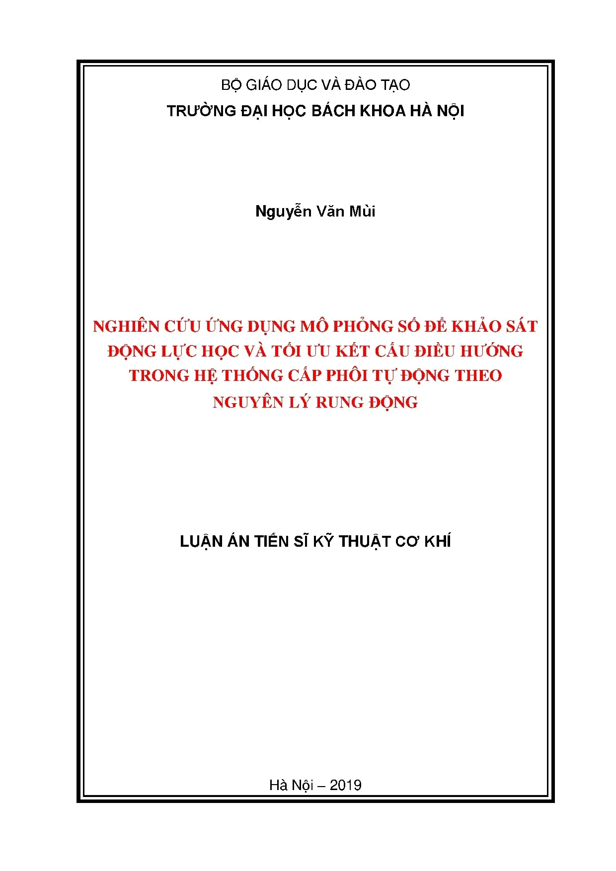 Mô phỏng số động lực học, tối ưu cấp phôi rung động tự động