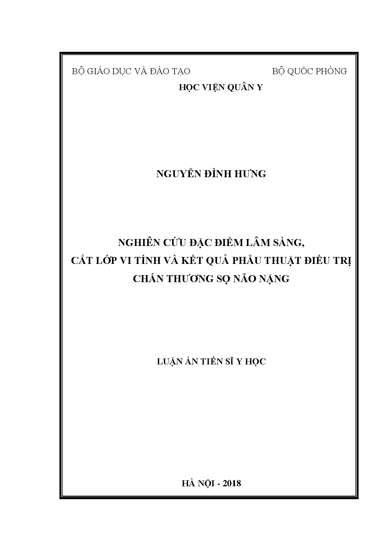 Chấn thương sọ não nặng: Lâm sàng, CLVT & phẫu thuật điều trị