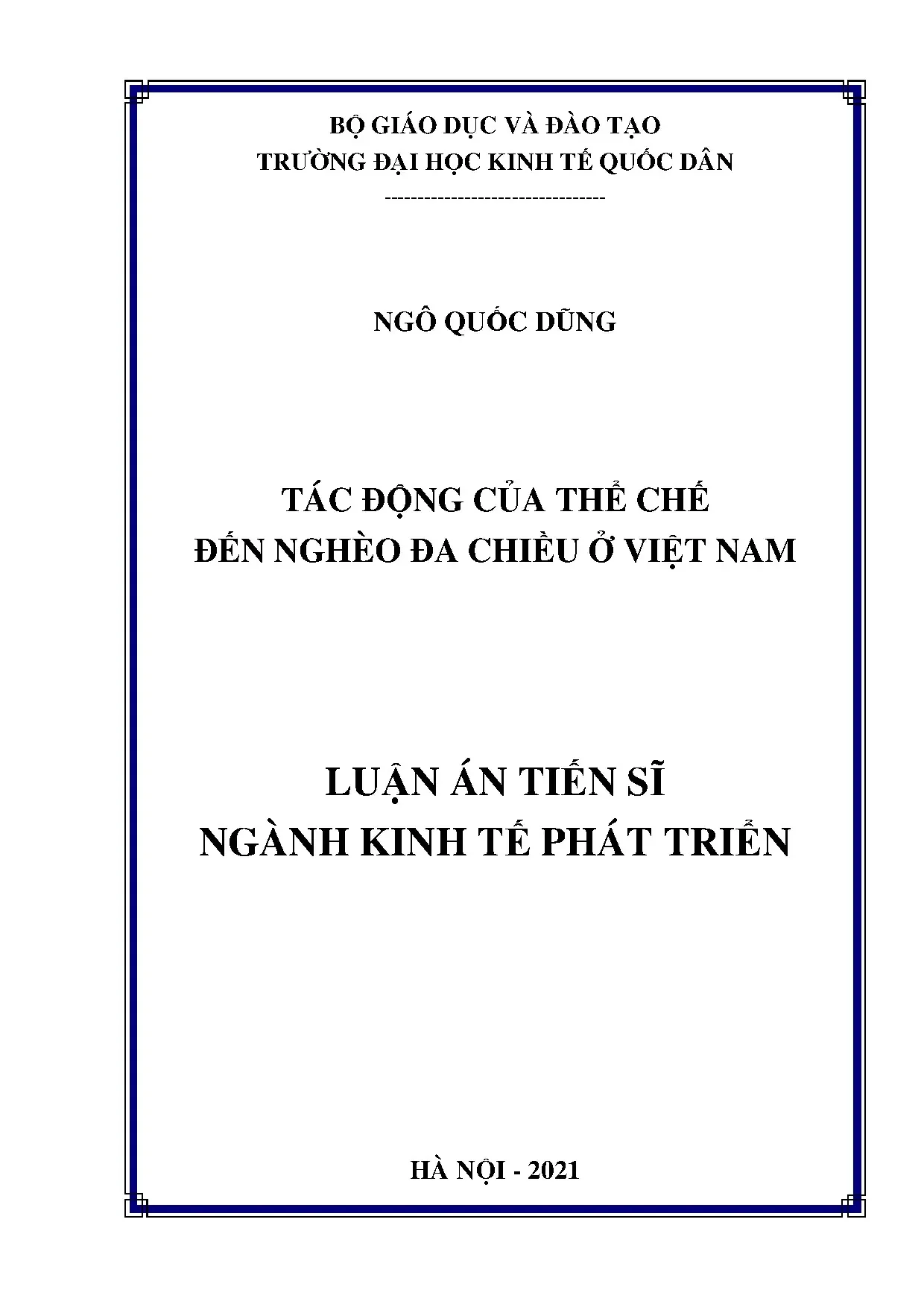 Tác động thể chế tới nghèo đa chiều Việt Nam - Luận án TS