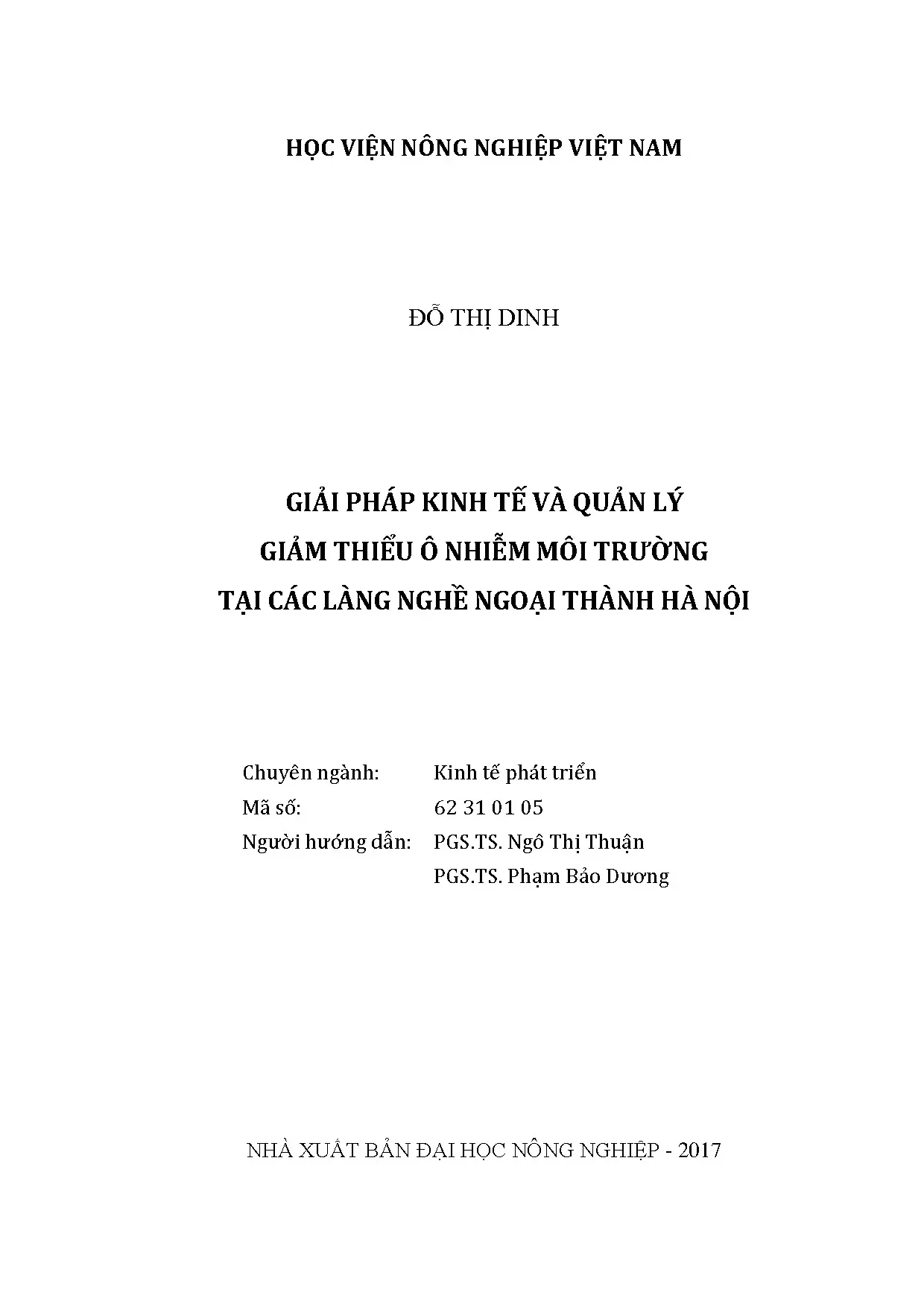 Giải pháp kinh tế, quản lý giảm thiểu ô nhiễm làng nghề Hà Nội