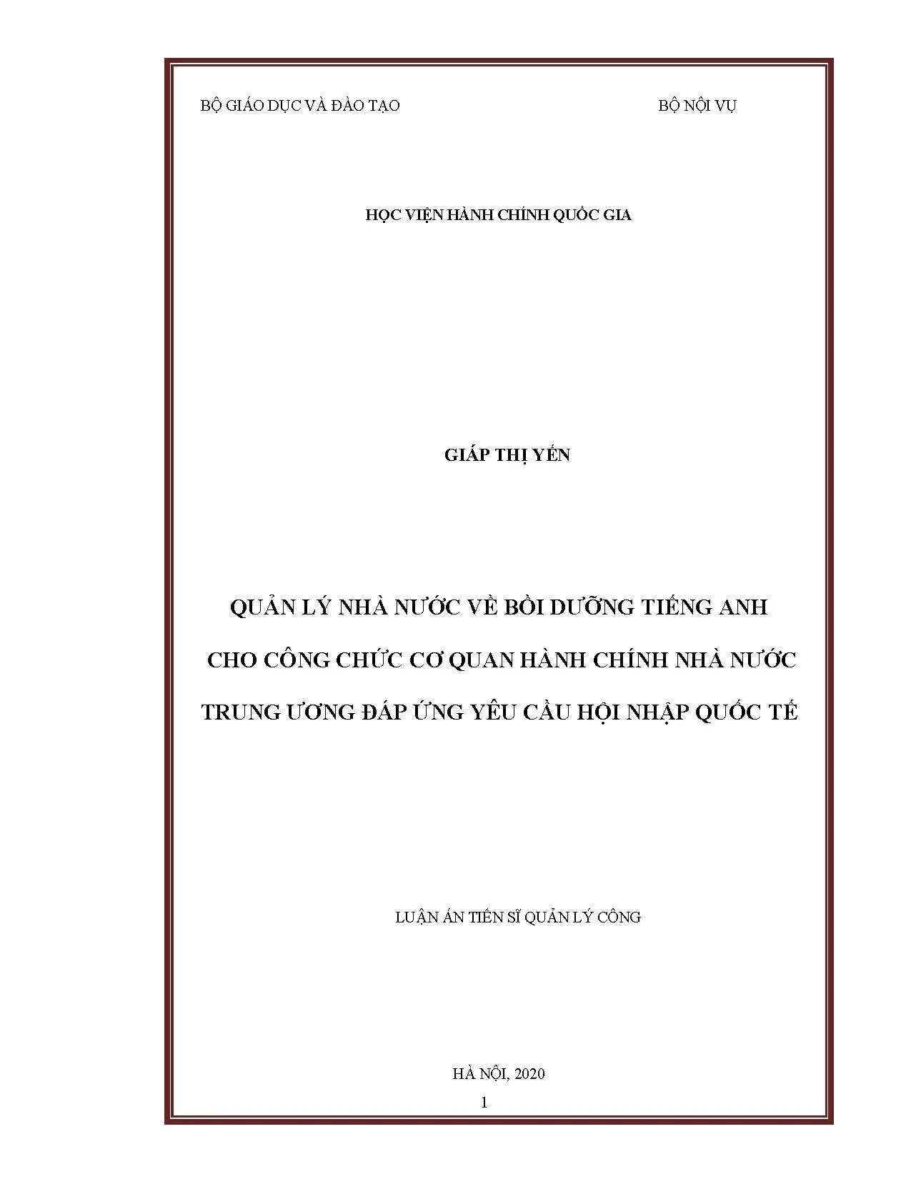 Quản lý nhà nước bồi dưỡng tiếng Anh công chức Trung ương