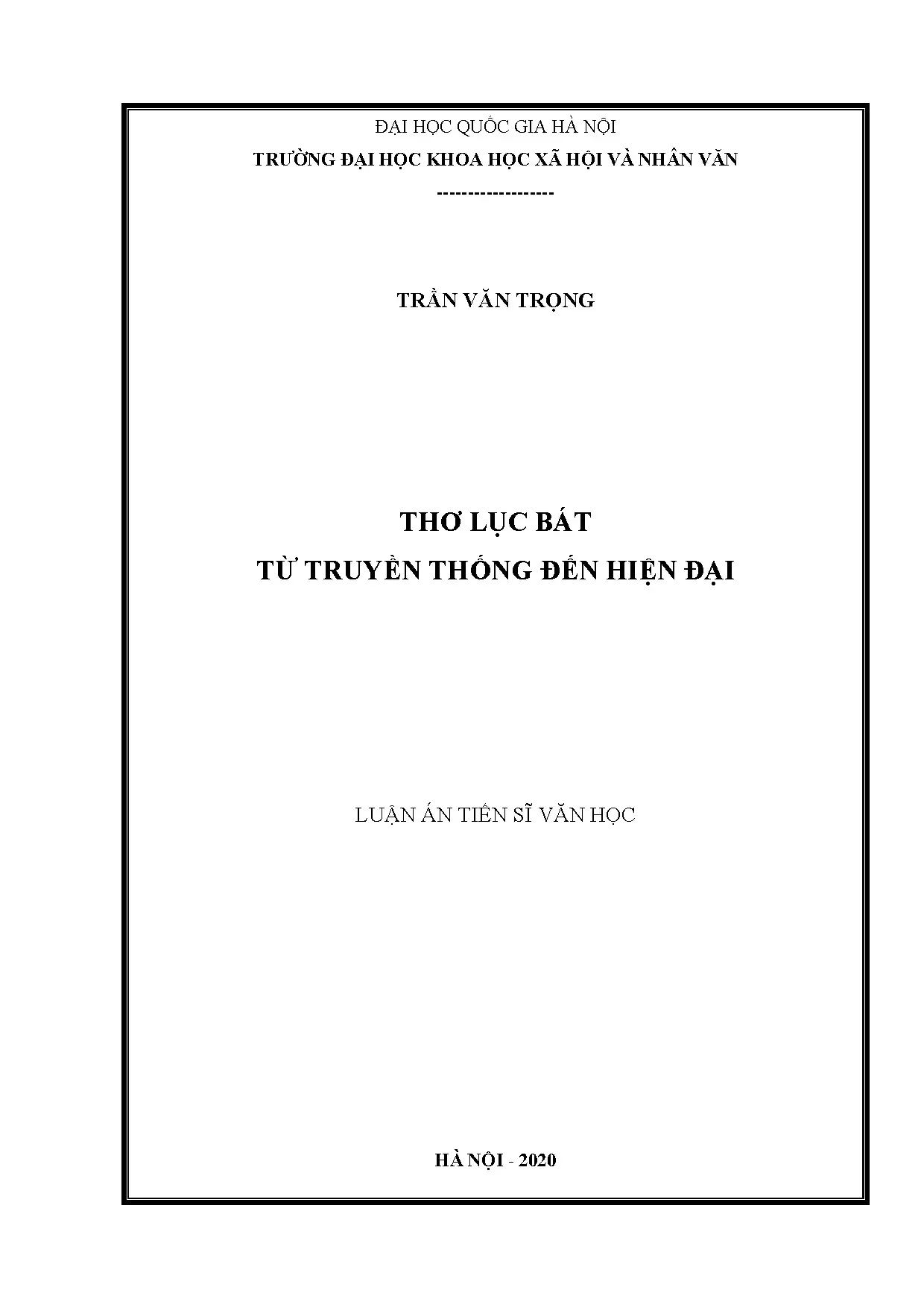 Luận án tiến sĩ thơ lục bát từ truyền thống đến hiện đại