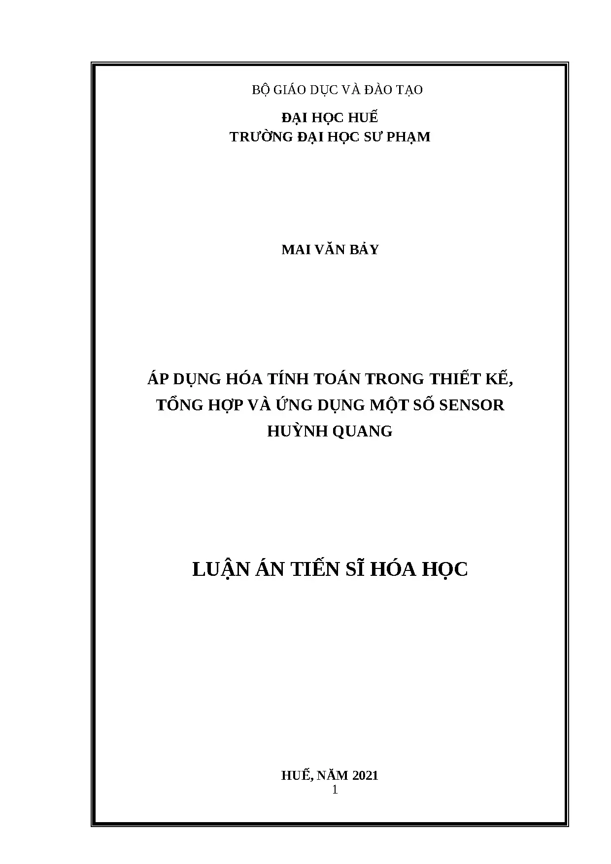 Hóa tính toán trong thiết kế sensor huỳnh quang & ứng dụng