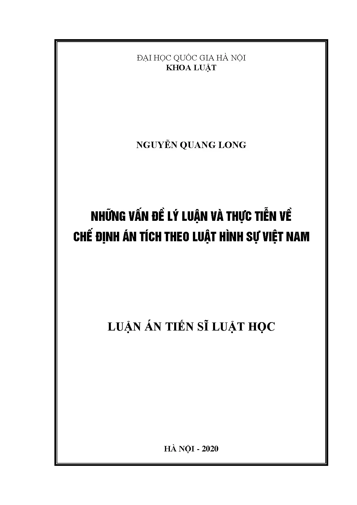 Án tích Luật Hình sự Việt Nam: Lý luận, thực tiễn & hoàn thiện