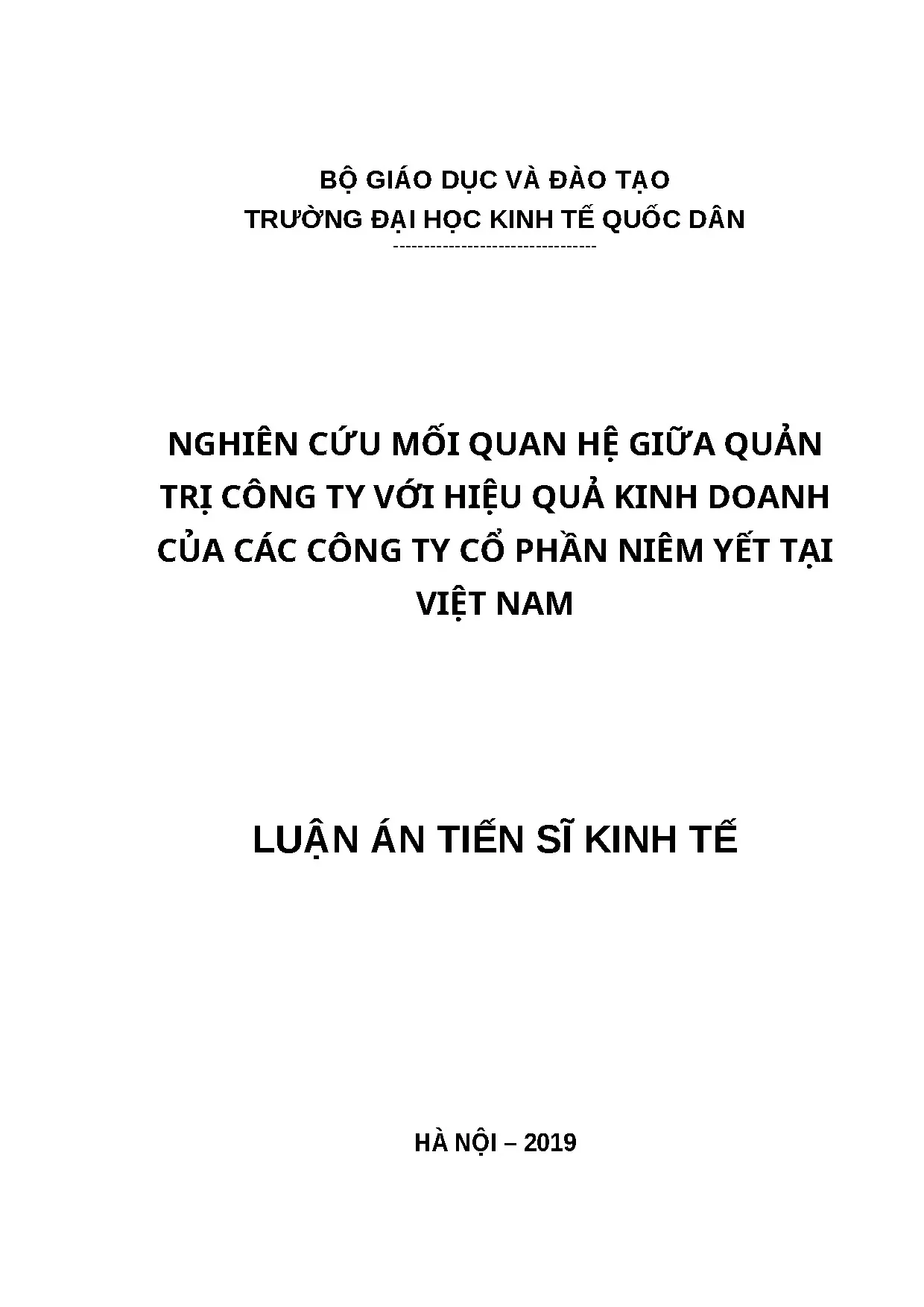 Quản trị công ty và hiệu quả kinh doanh công ty niêm yết VN