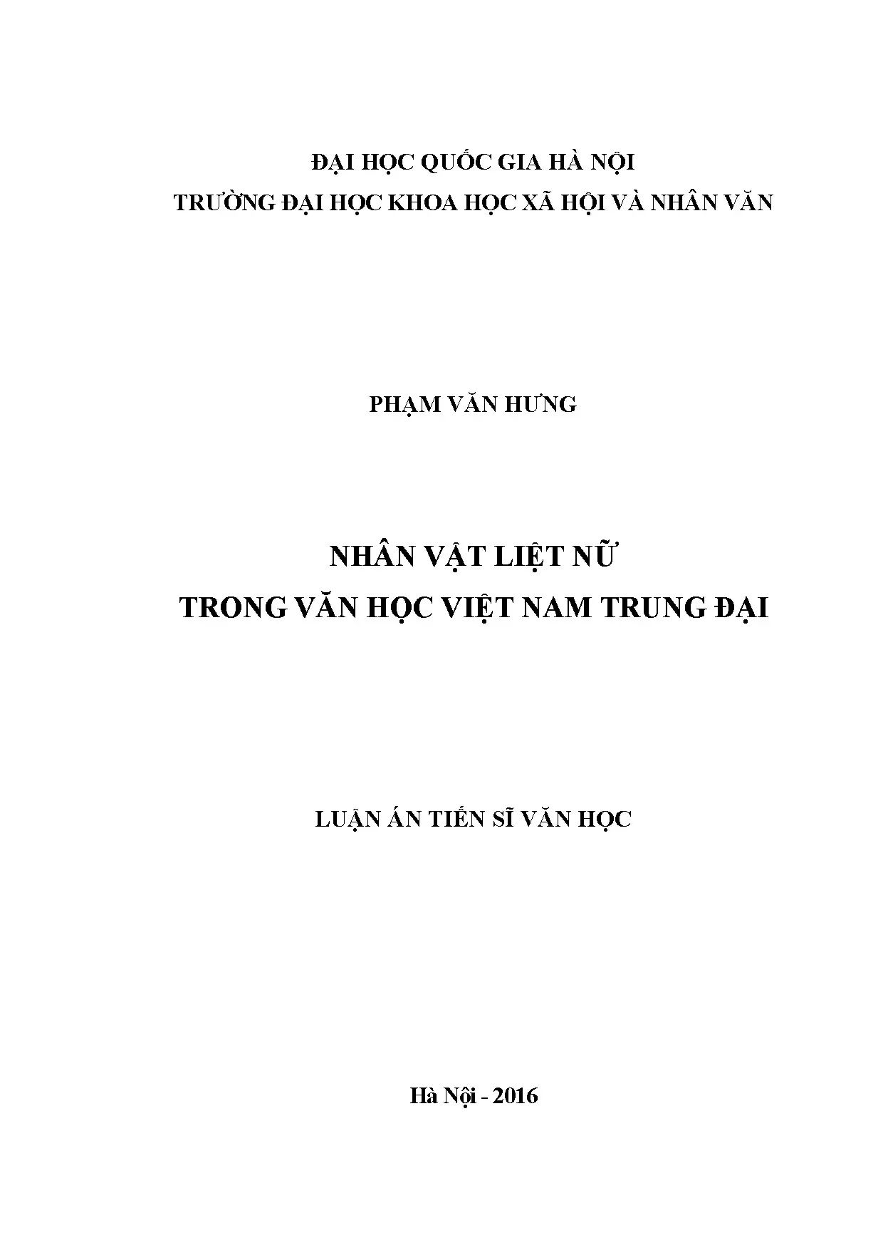 Luận án tiến sĩ nhân vật liệt nữ trong văn học việt nam trun