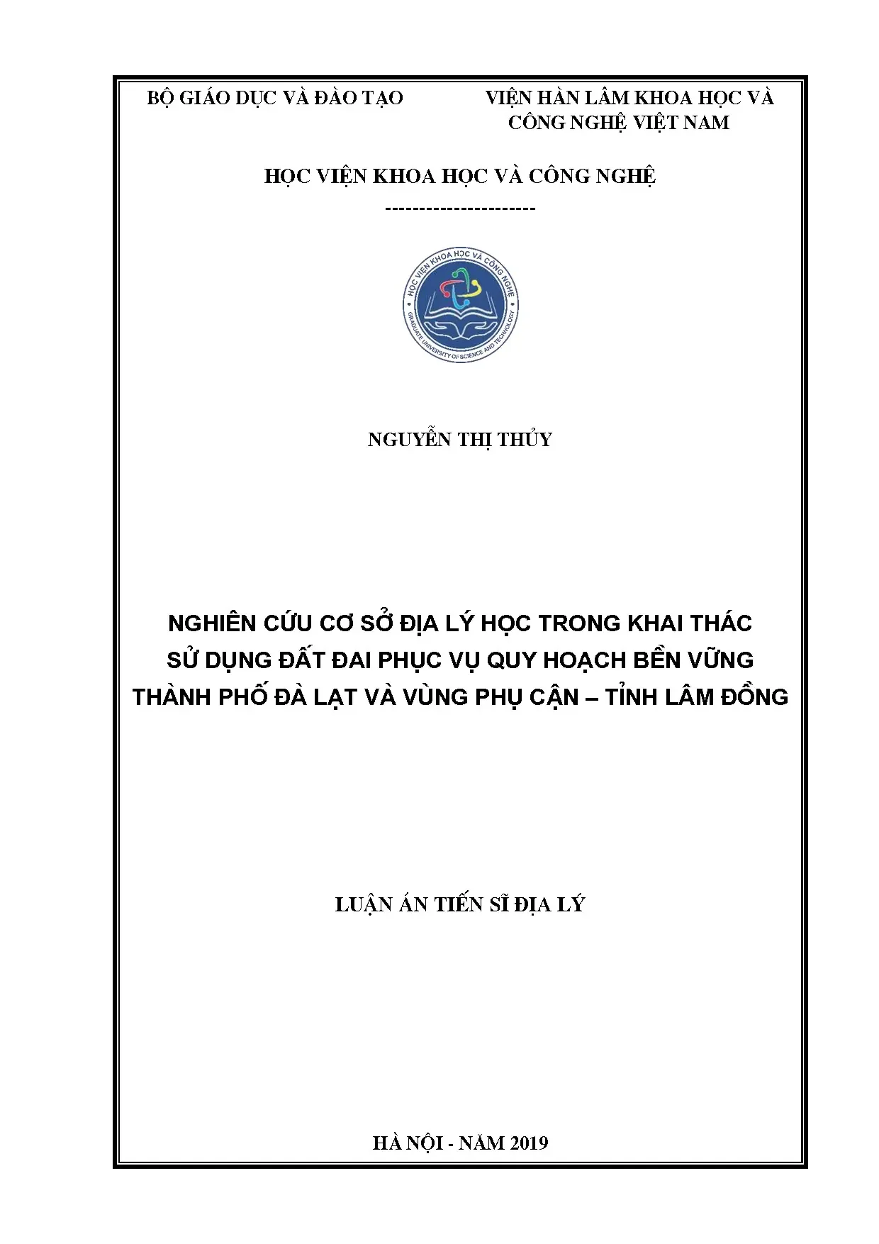 Luận án tiến sĩ địa lý nghiên cứu cơ sở địa lý học trong kha