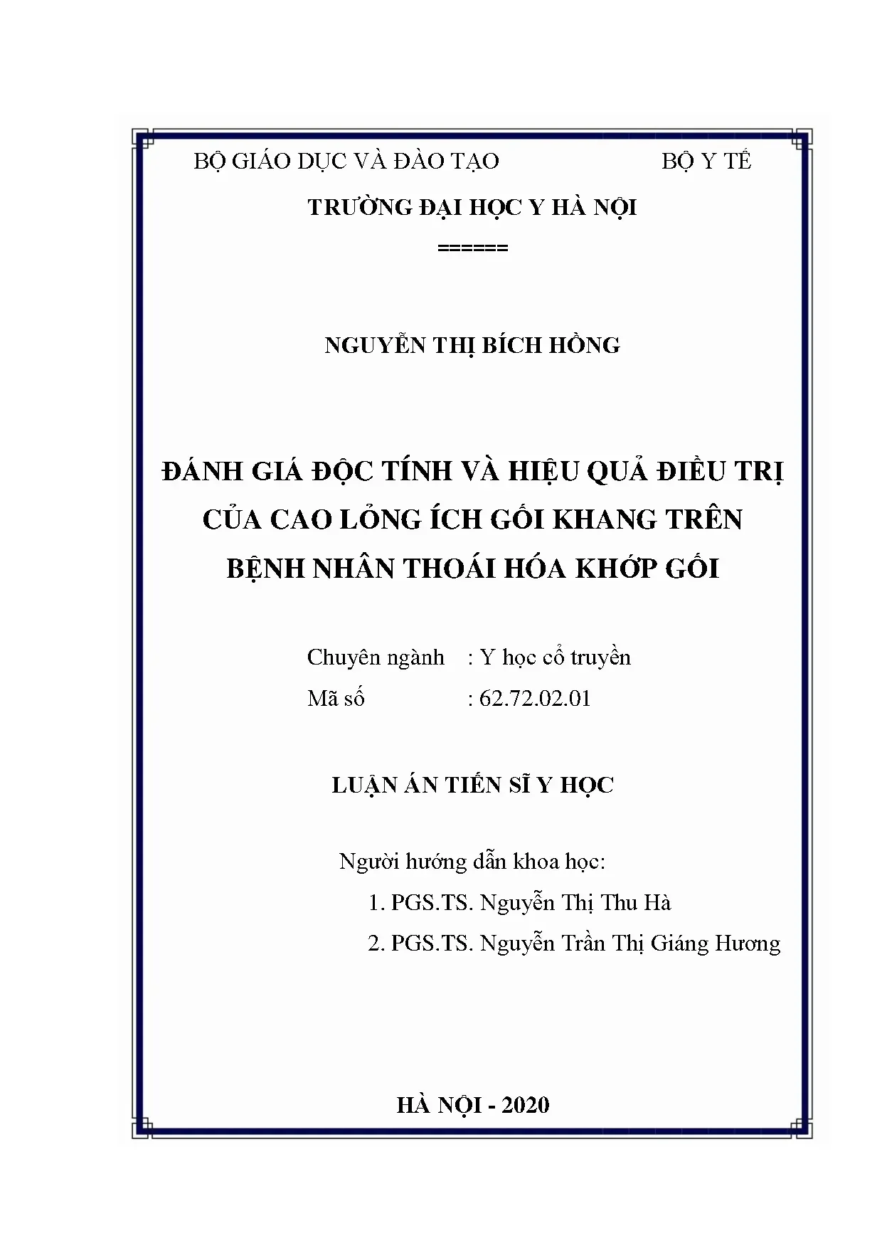Đánh giá độc tính & hiệu quả Cao lỏng Ích Gối Khang điều trị THK gối