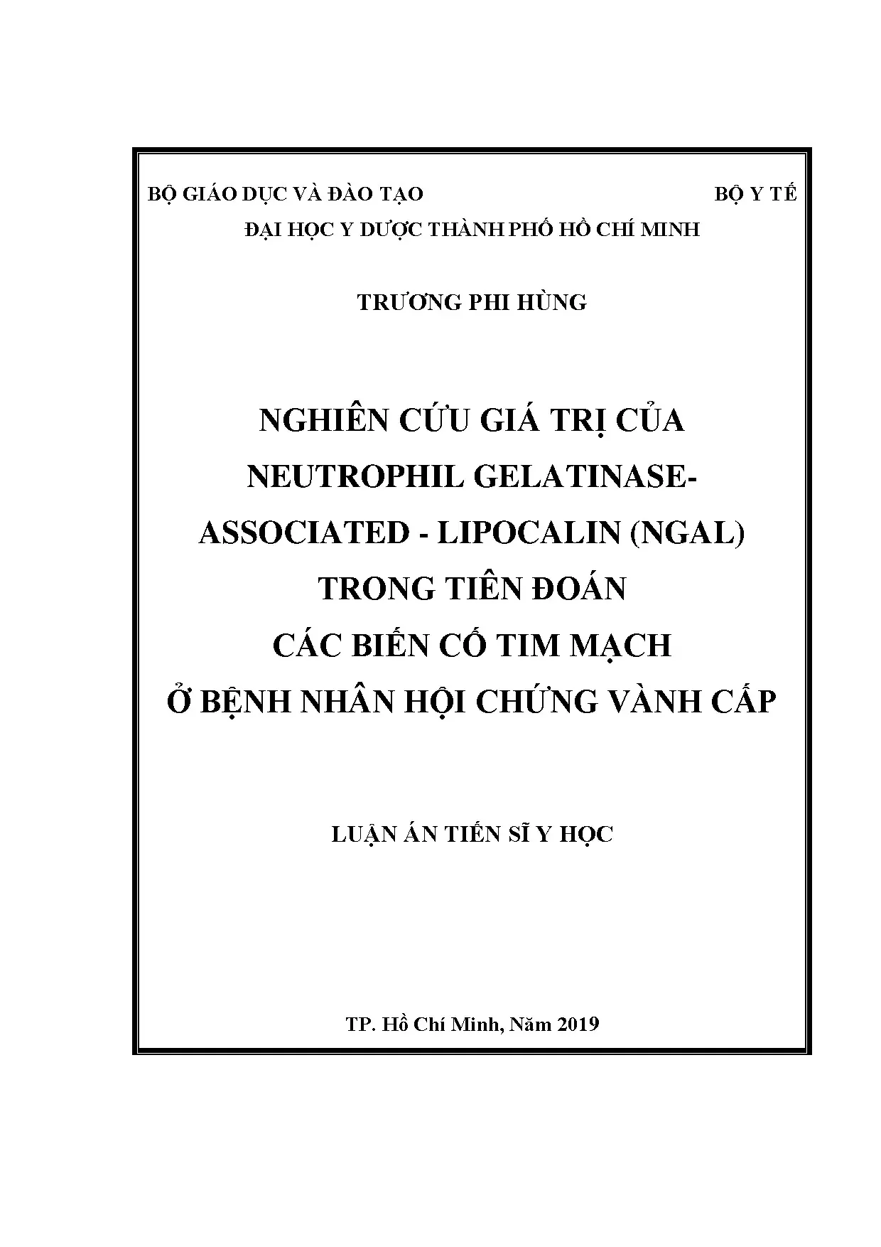Luận án tiến sĩ nghiên cứu giá trị của neutrophil gelatinase