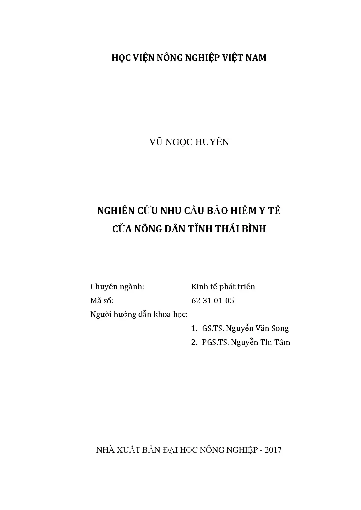 Nghiên cứu nhu cầu BHYT của nông dân tỉnh Thái Bình