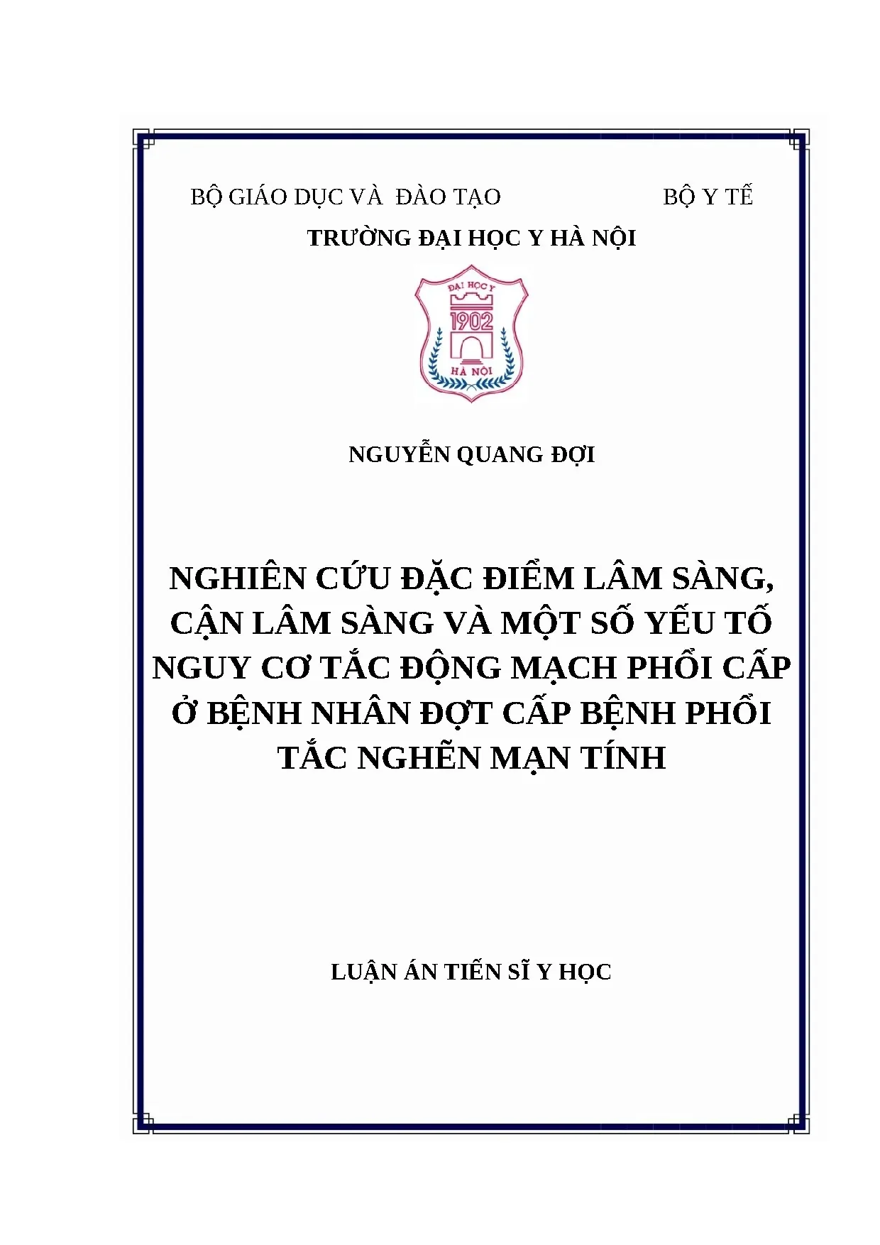 Đặc điểm & YTNC TĐMP cấp trên bệnh nhân đợt cấp COPD