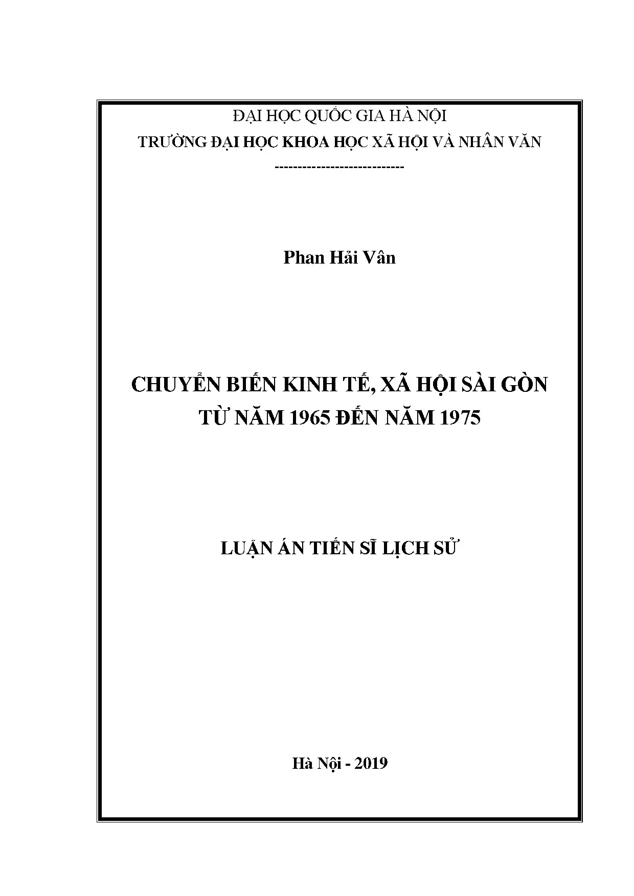 Luận án tiến sĩ chuyển biến kinh tế xã hội sài gòn từ năm 19