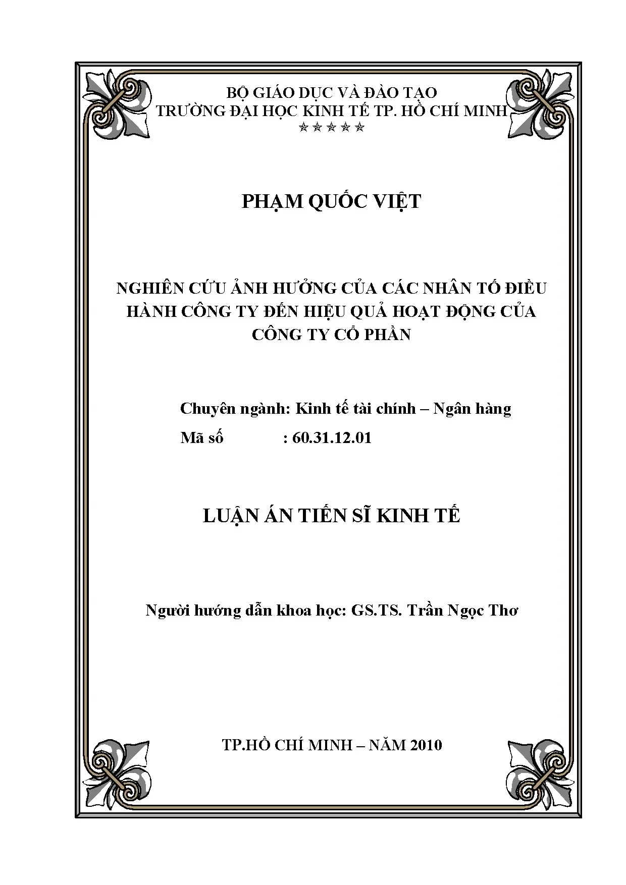 Ảnh hưởng nhân tố điều hành đến hiệu quả công ty cổ phần
