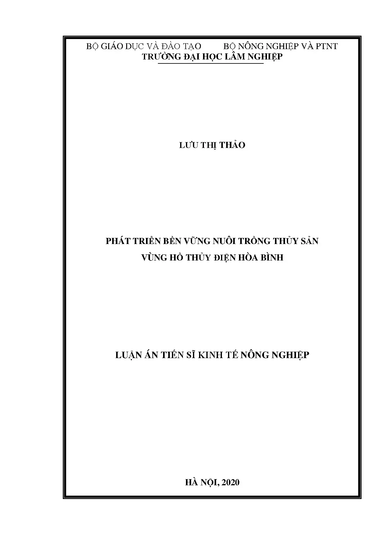 Luận án tiến sĩ phát triển bền vững nuôi trồng thủy sản vùng