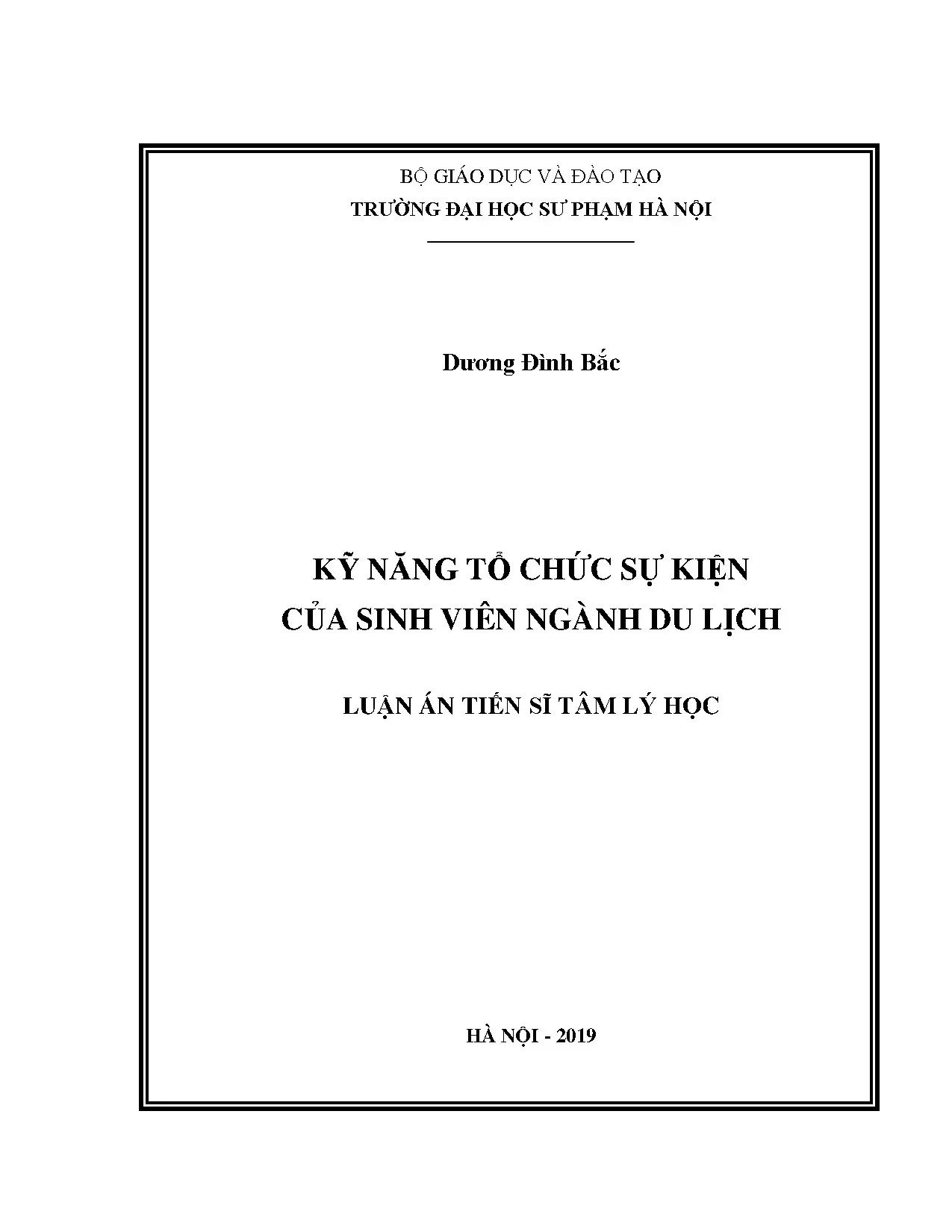 Luận án tiến sĩ kỹ năng tổ chức sự kiện của sinh viên ngành