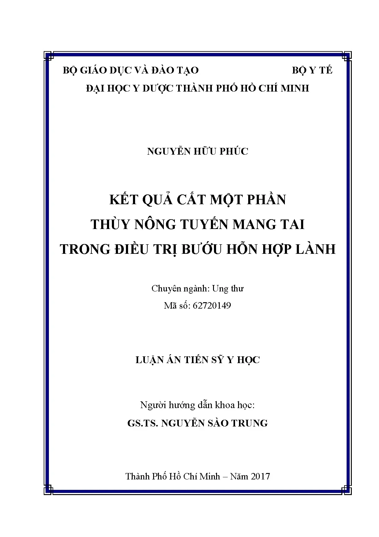 Luận án tiến sĩ kết quả cắt một phần thùy nông tuyến mang ta
