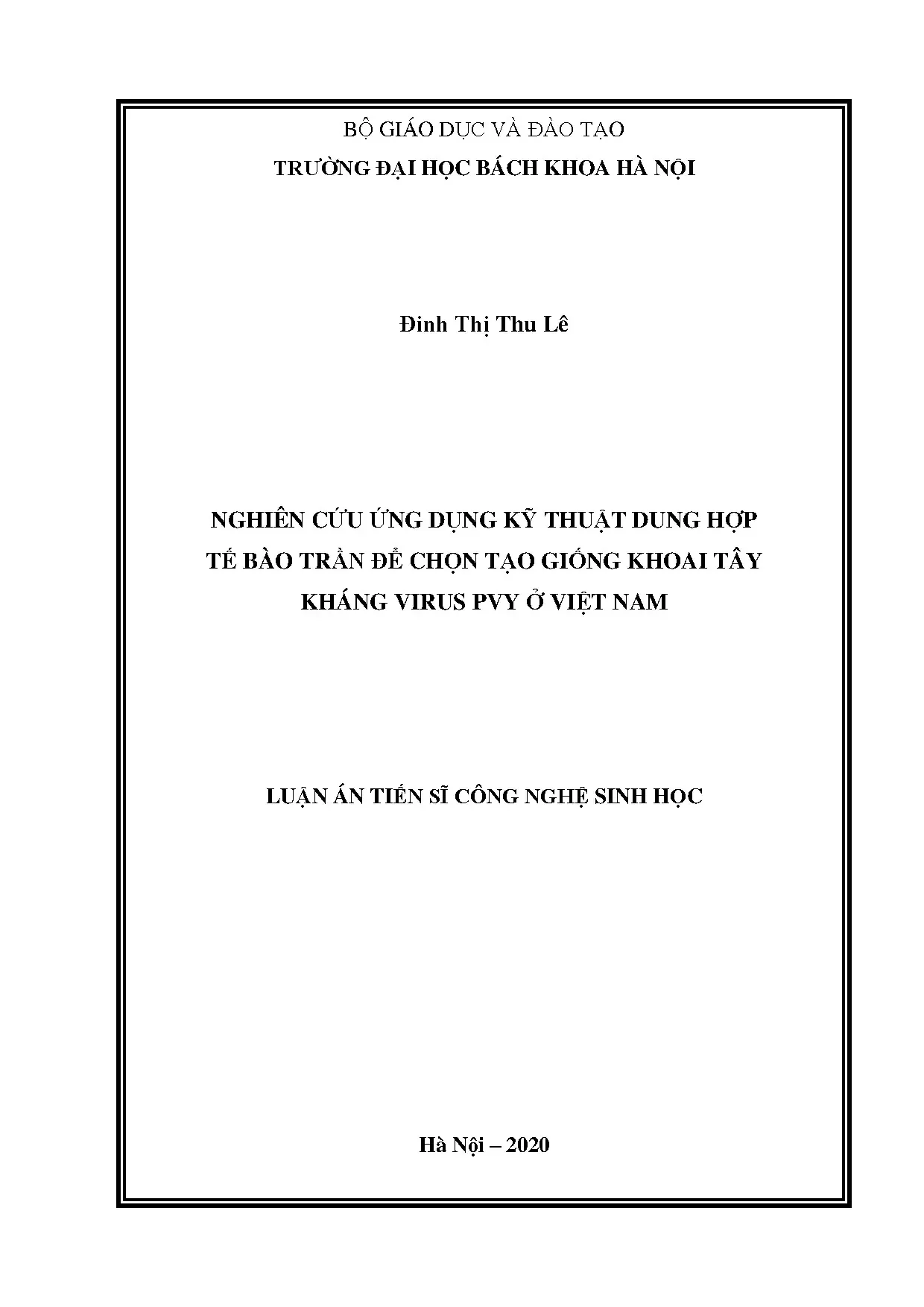 Luận án tiến sĩ nghiên cứu ứng dụng kỹ thuật dung hợp tế bào
