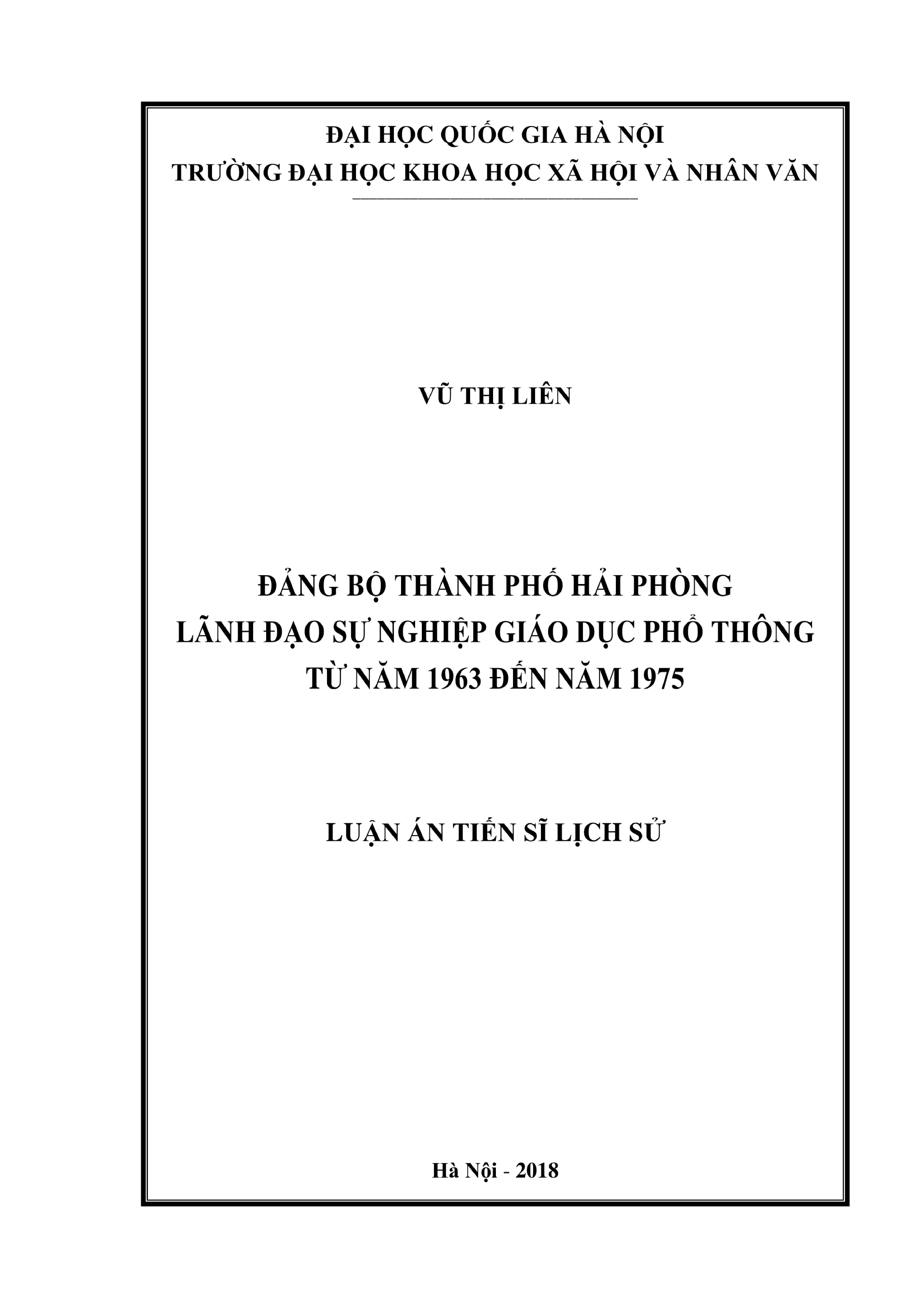 Luận án tiến sĩ đảng bộ thành phố hải phòng lãnh đạo sự nghi