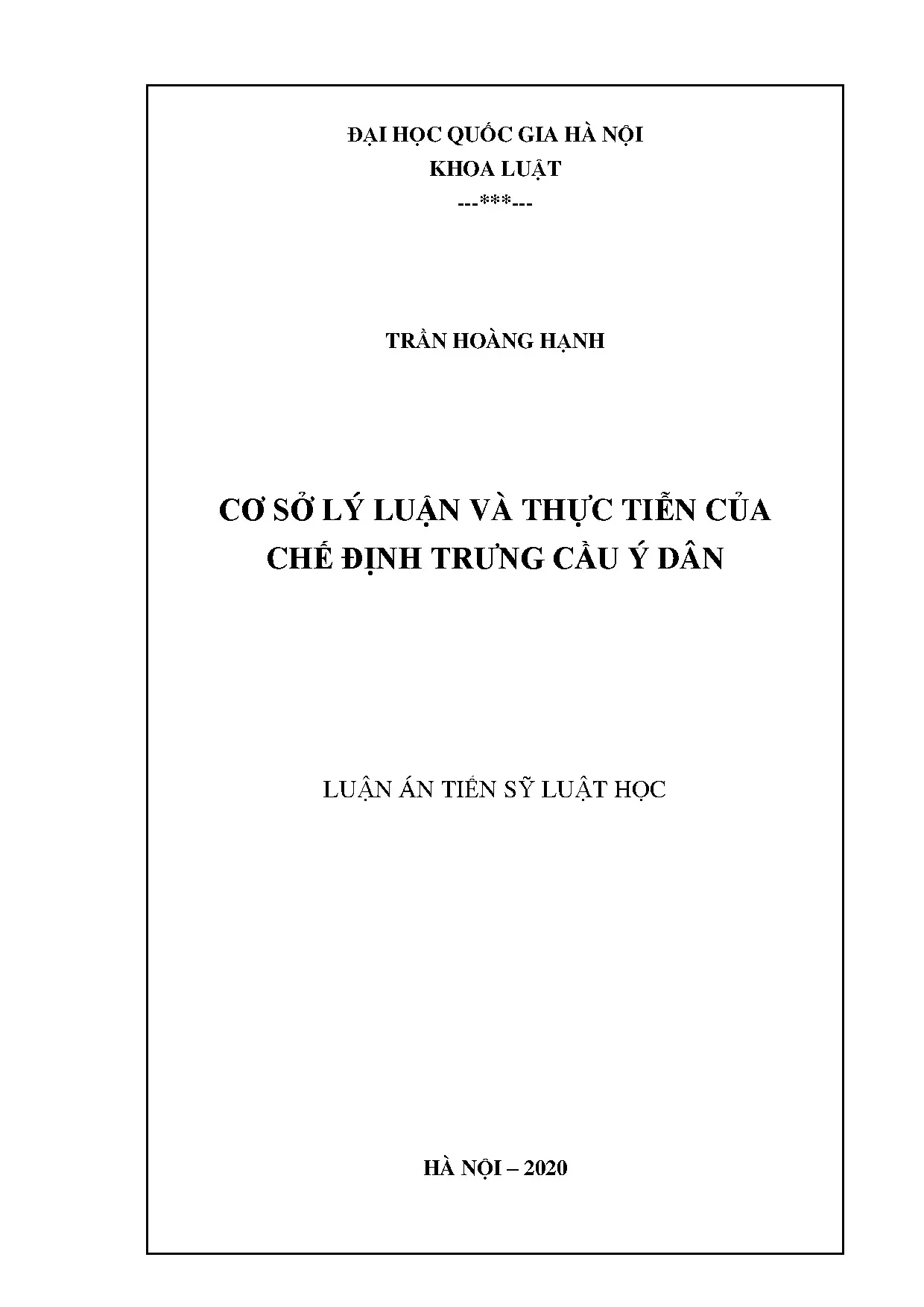 Cơ sở lý luận, thực tiễn chế định trưng cầu ý dân tại Việt Nam