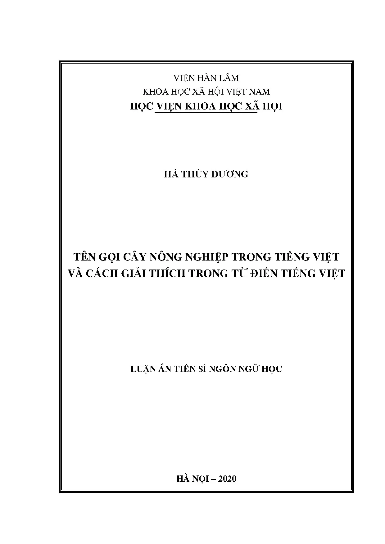Tên gọi cây nông nghiệp tiếng Việt & cách giải thích từ điển