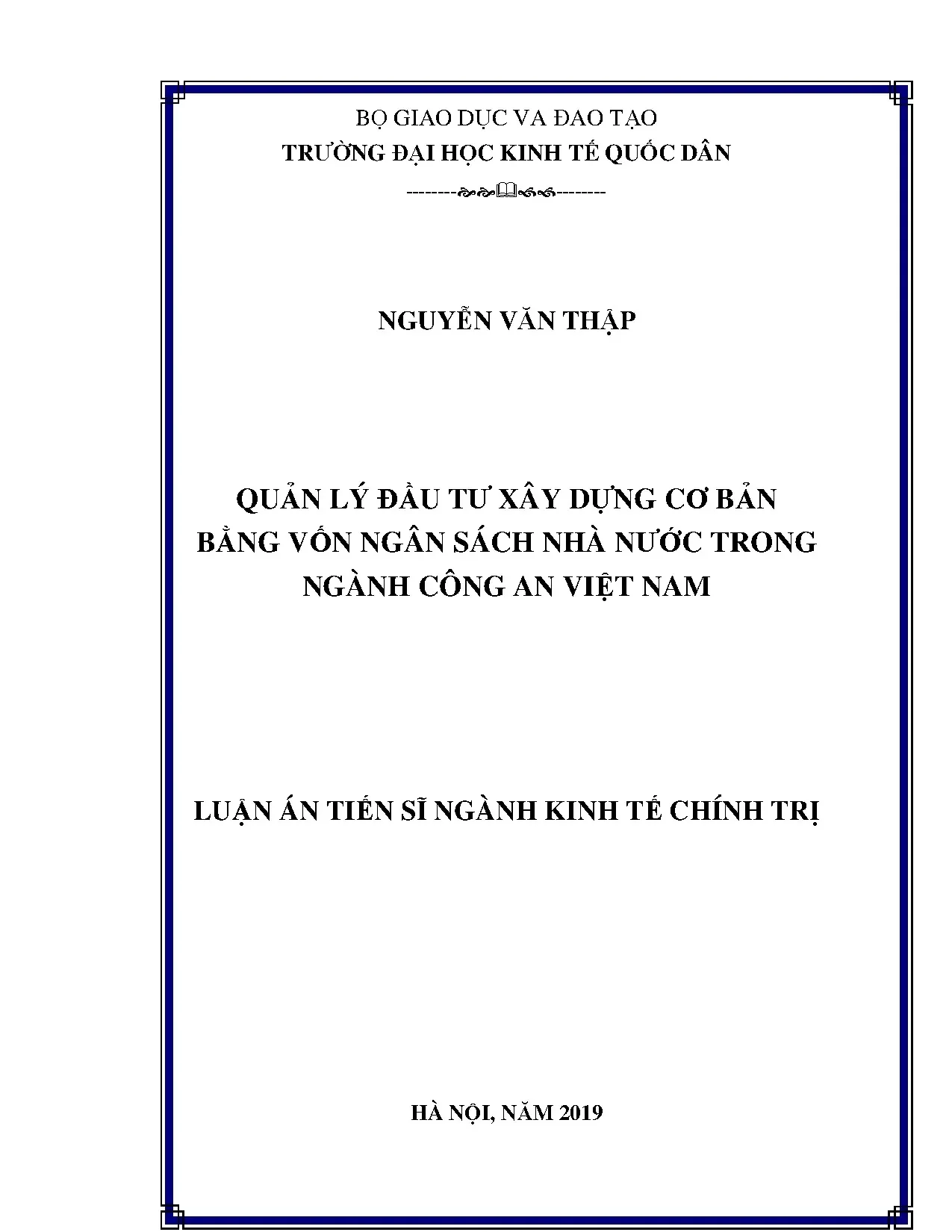 Quản lý đầu tư xây dựng cơ bản vốn ngân sách ngành Công an Việt Nam