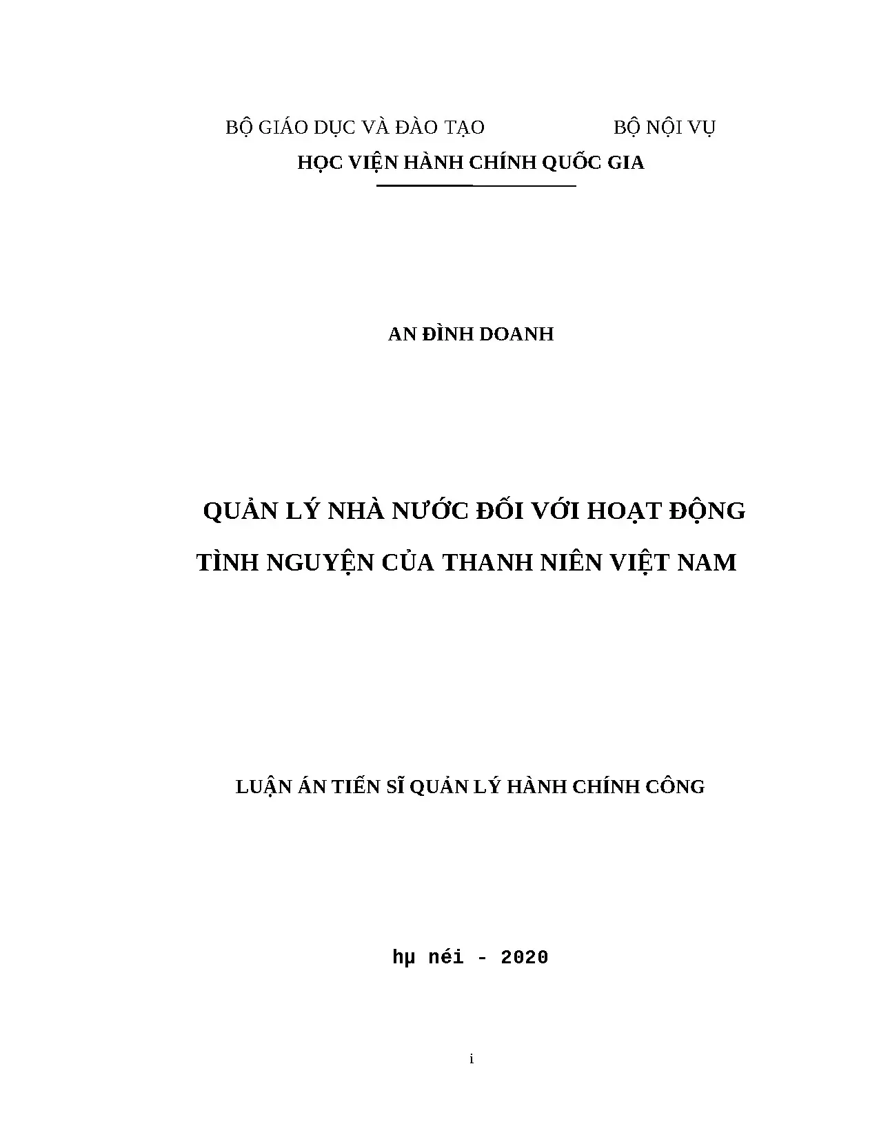 Quản lý nhà nước hoạt động tình nguyện của thanh niên Việt Nam