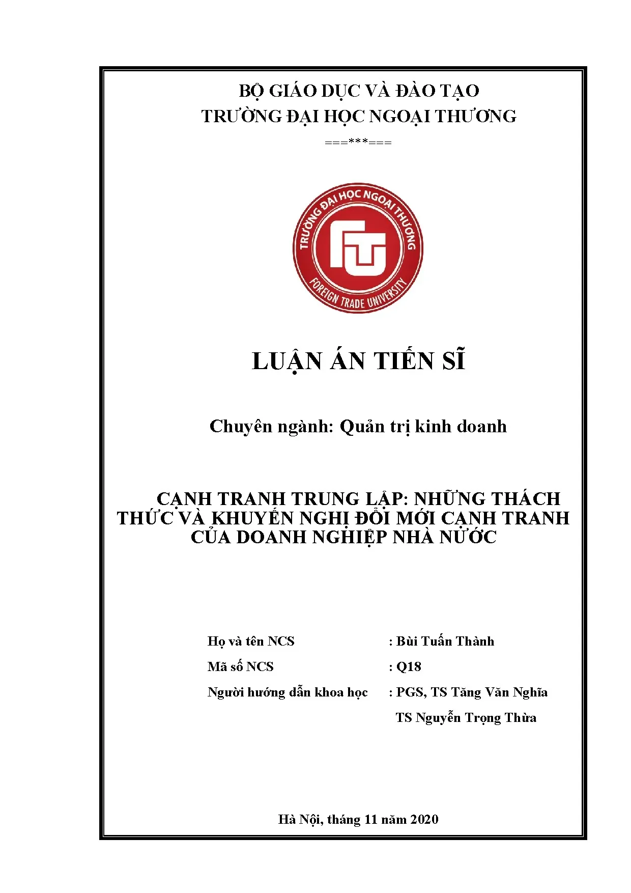 Luận án tiến sĩ quản trị kinh doanh cạnh tranh trung lập nhữ