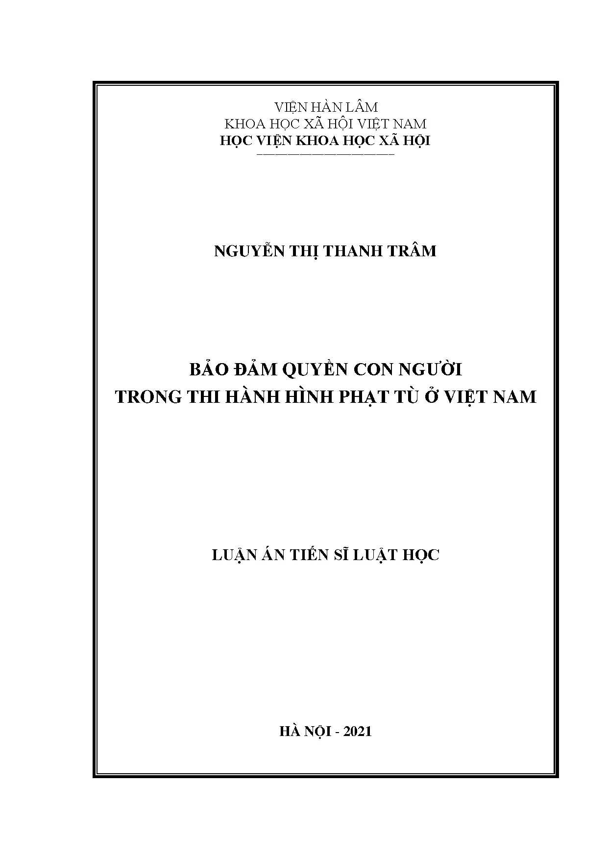Luận án tiến sĩ luật học bảo đảm quyền con người trong thi h
