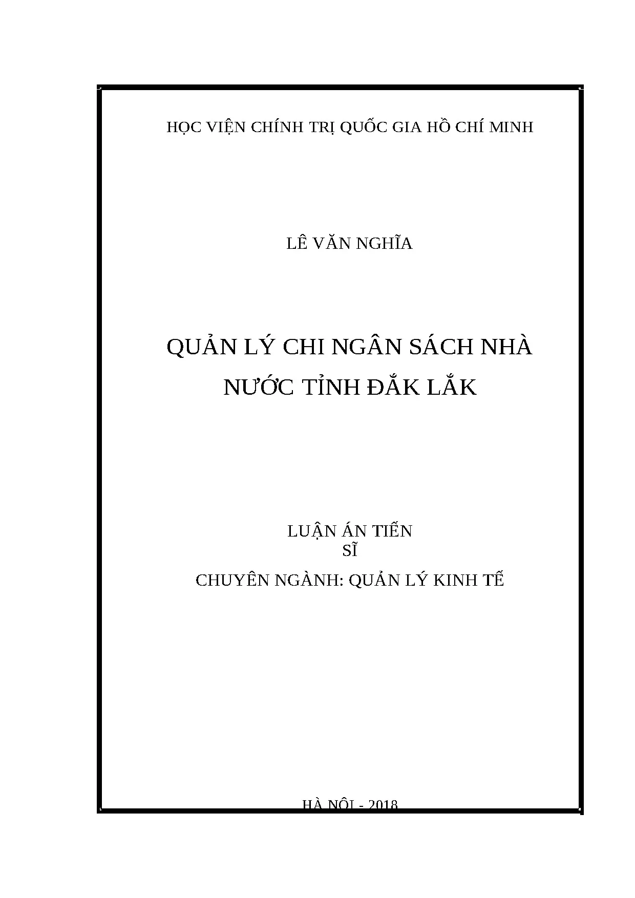 Luận án tiến sĩ quản lý chi ngân sách nhà nước tỉnh đắk lắk