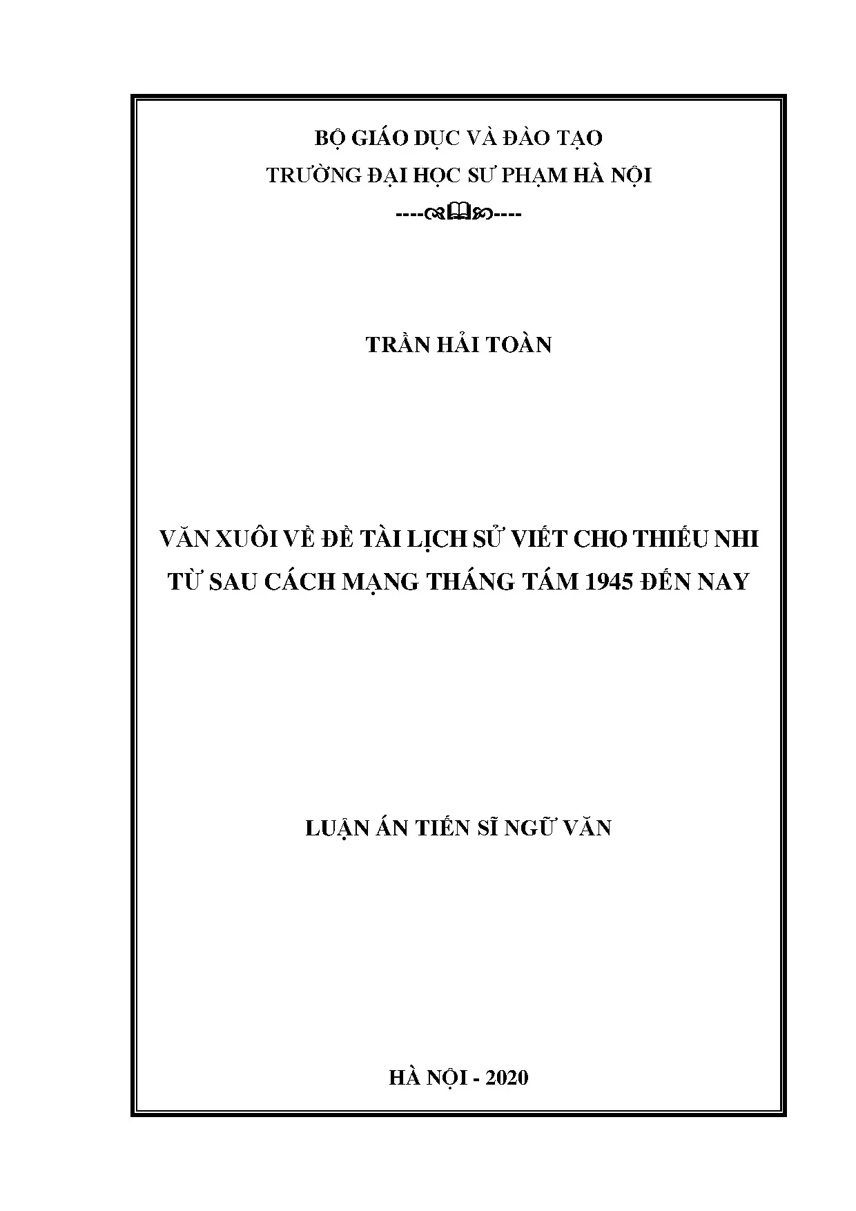 Luận án: Văn xuôi lịch sử thiếu nhi Việt Nam 1945 đến nay
