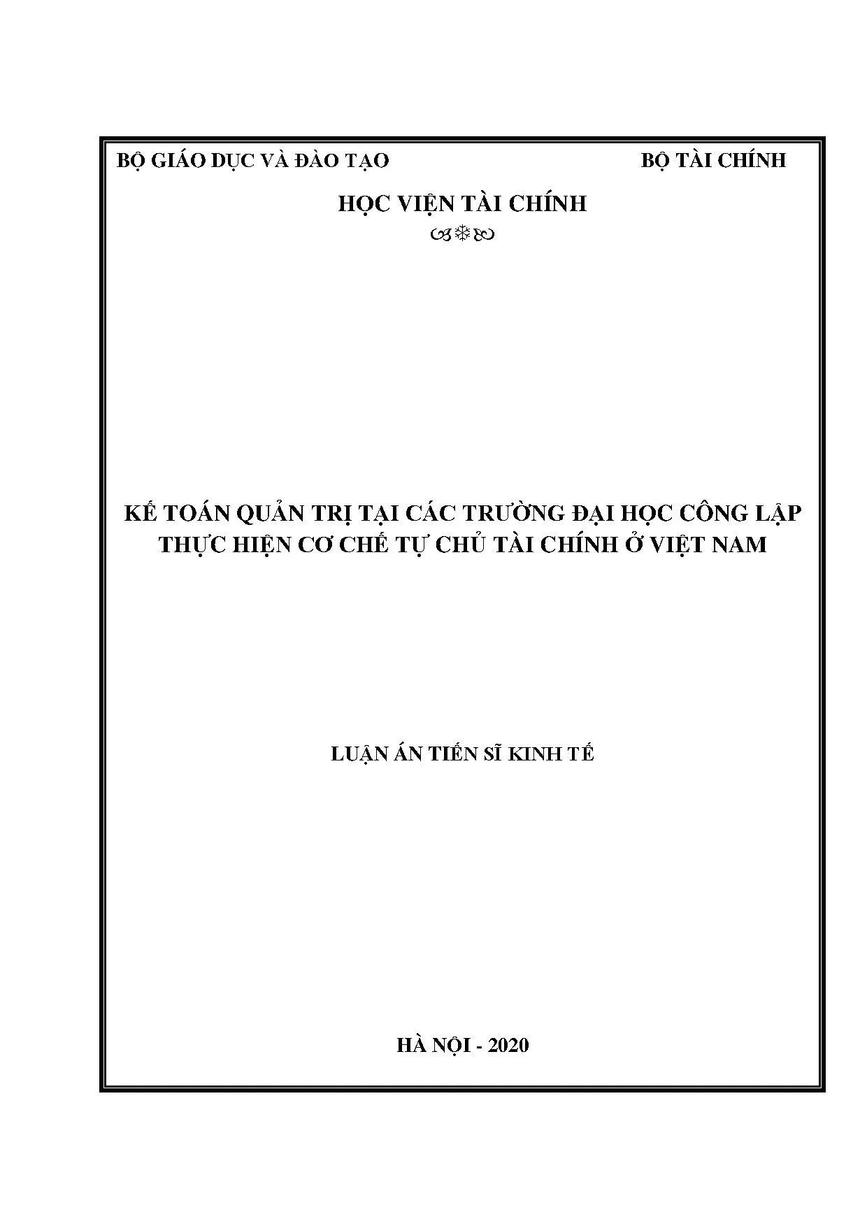 Kế toán quản trị ĐH công lập tự chủ tài chính Việt Nam